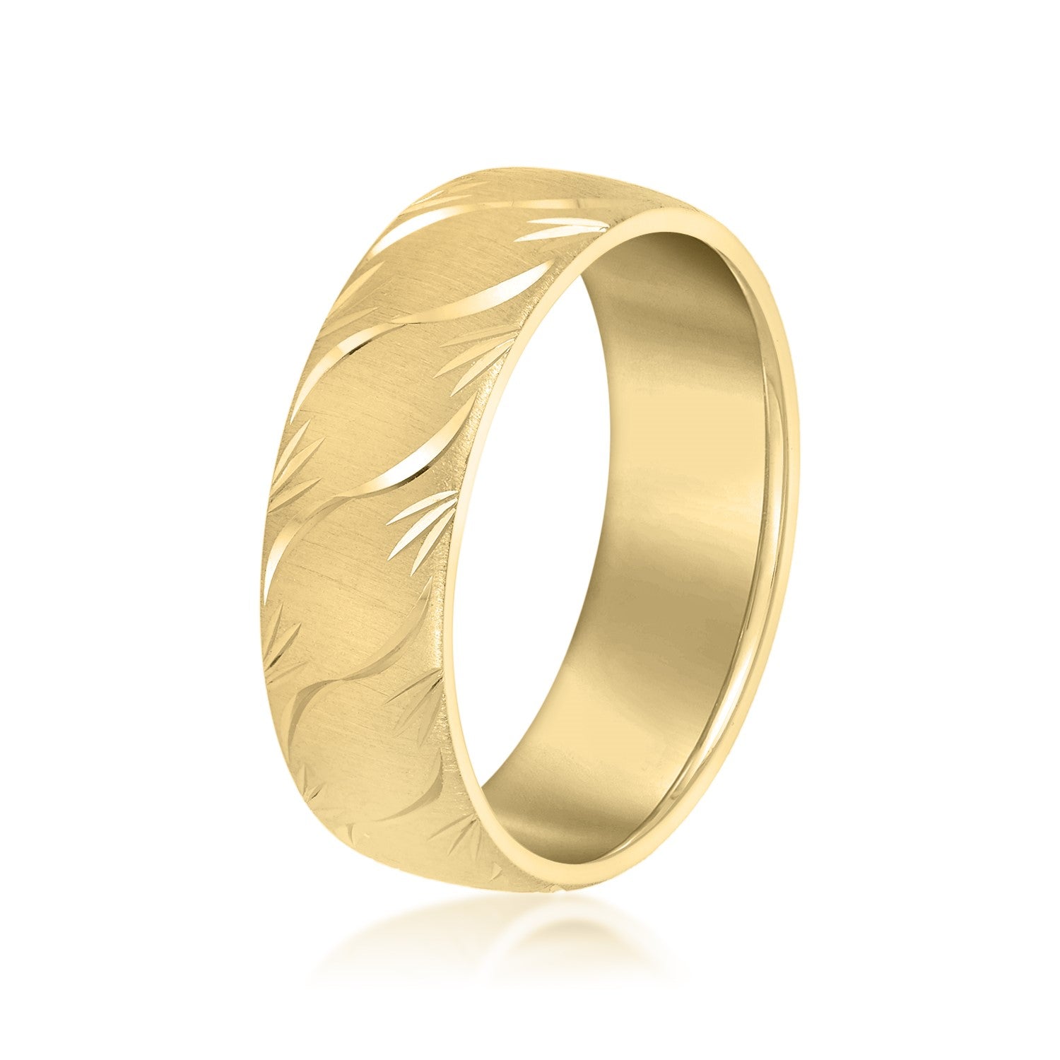 Men's Slightly Wave Engraved Band-VIRABYANI