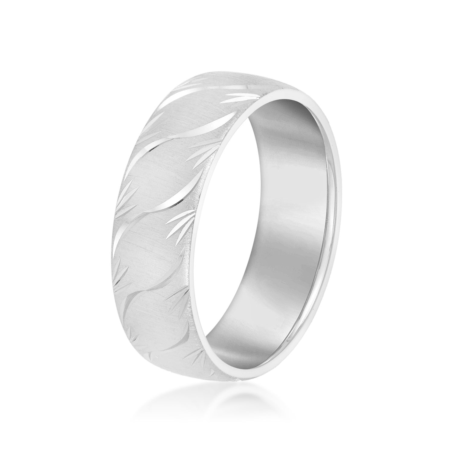 Men's Slightly Wave Engraved Band-VIRABYANI