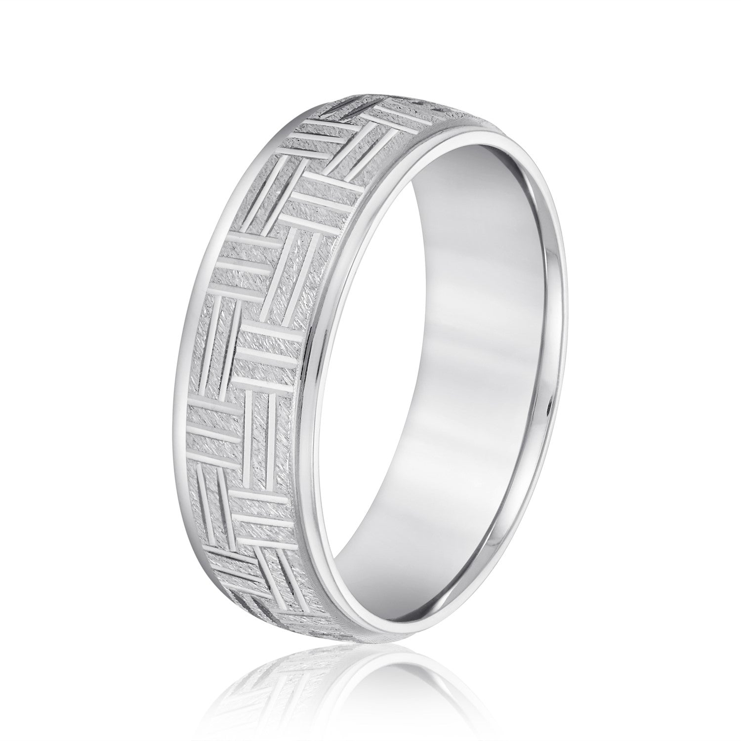 Men's Wedding Band Horizontal & Vertical Lines-VIRABYANI