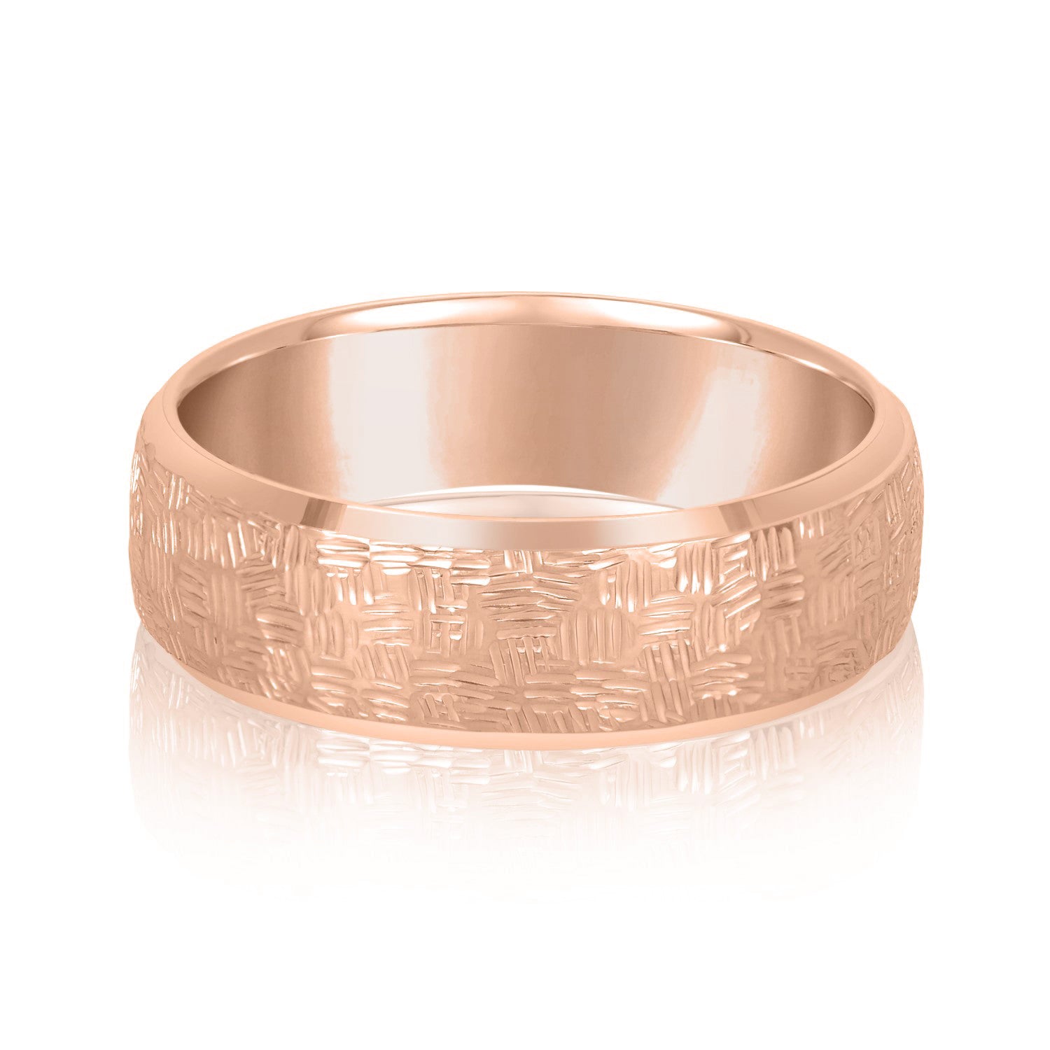 Men's Woven Basket Pattern Wedding Band-VIRABYANI