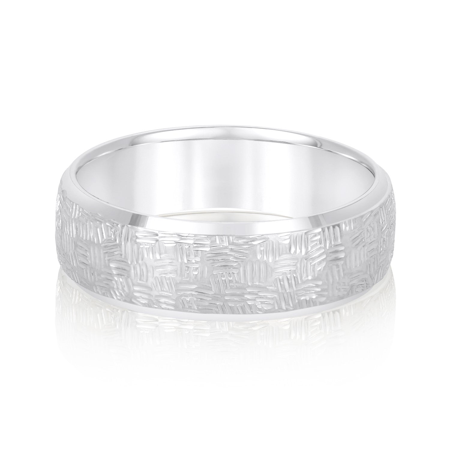 Men's Woven Basket Pattern Wedding Band-VIRABYANI