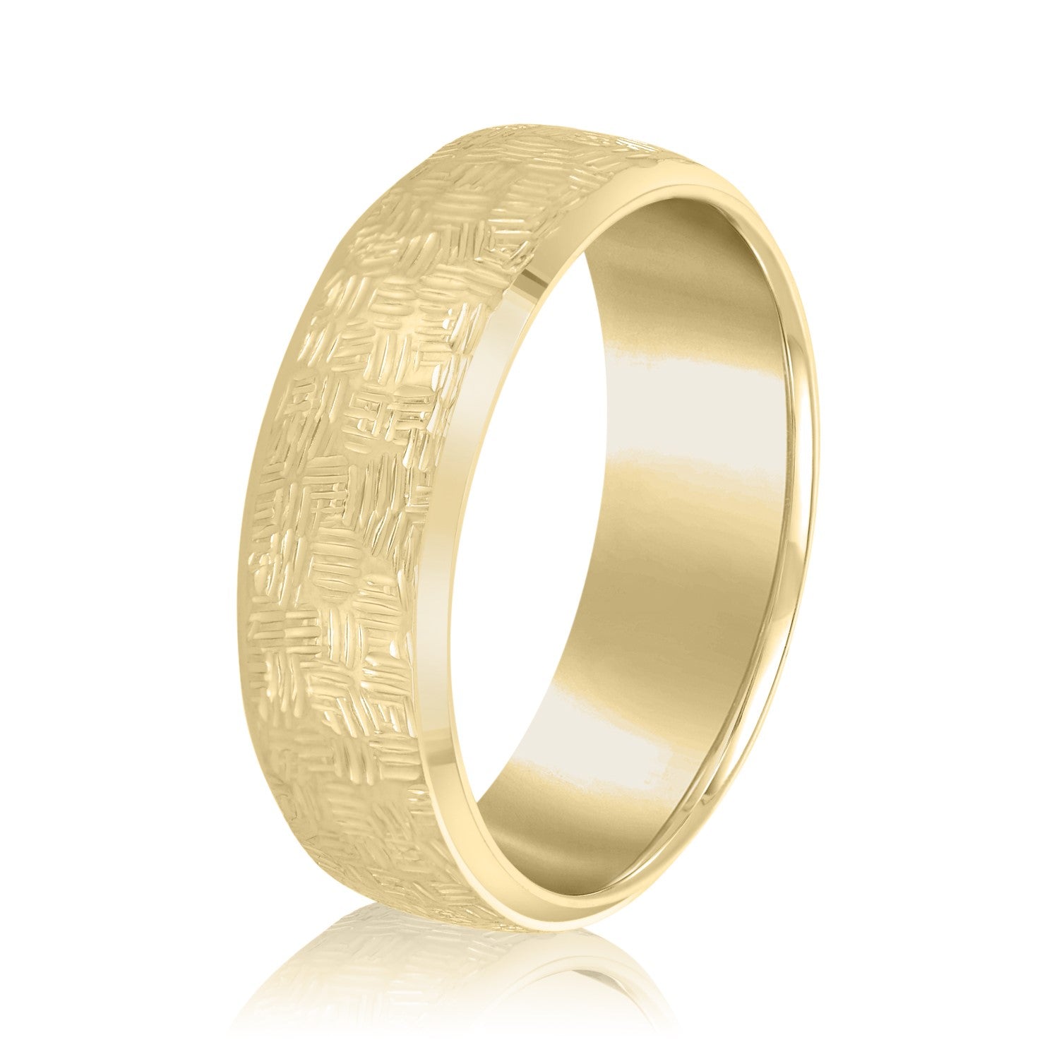 Men's Woven Basket Pattern Wedding Band-VIRABYANI