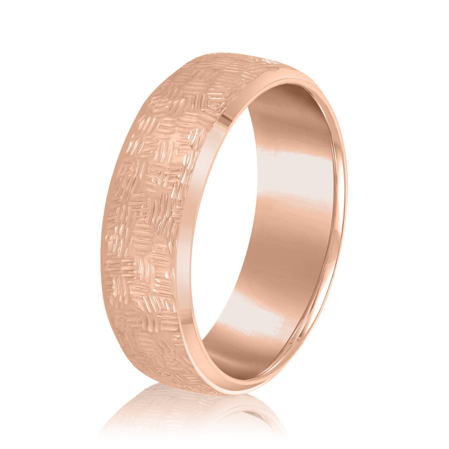 Men's Woven Basket Pattern Wedding Band-VIRABYANI