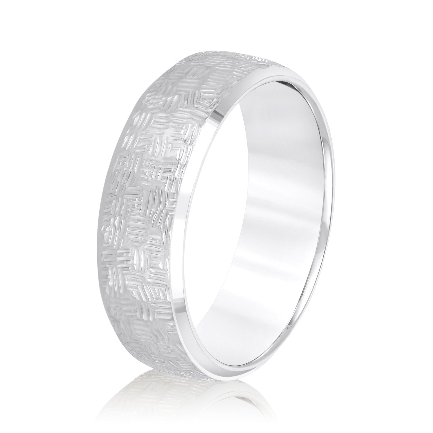 Men's Woven Basket Pattern Wedding Band-VIRABYANI