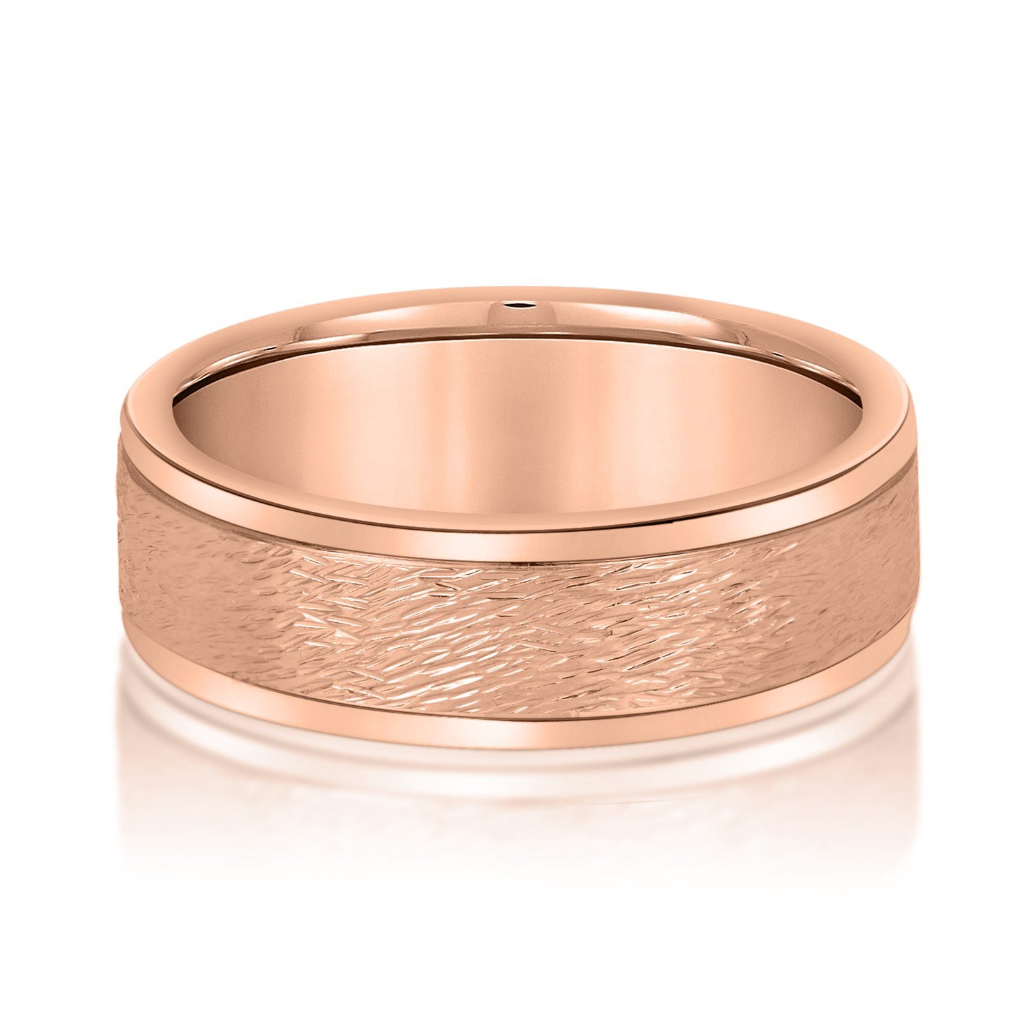 Men's Coarse Matte Brushed Finish Modern Wedding Band-VIRABYANI