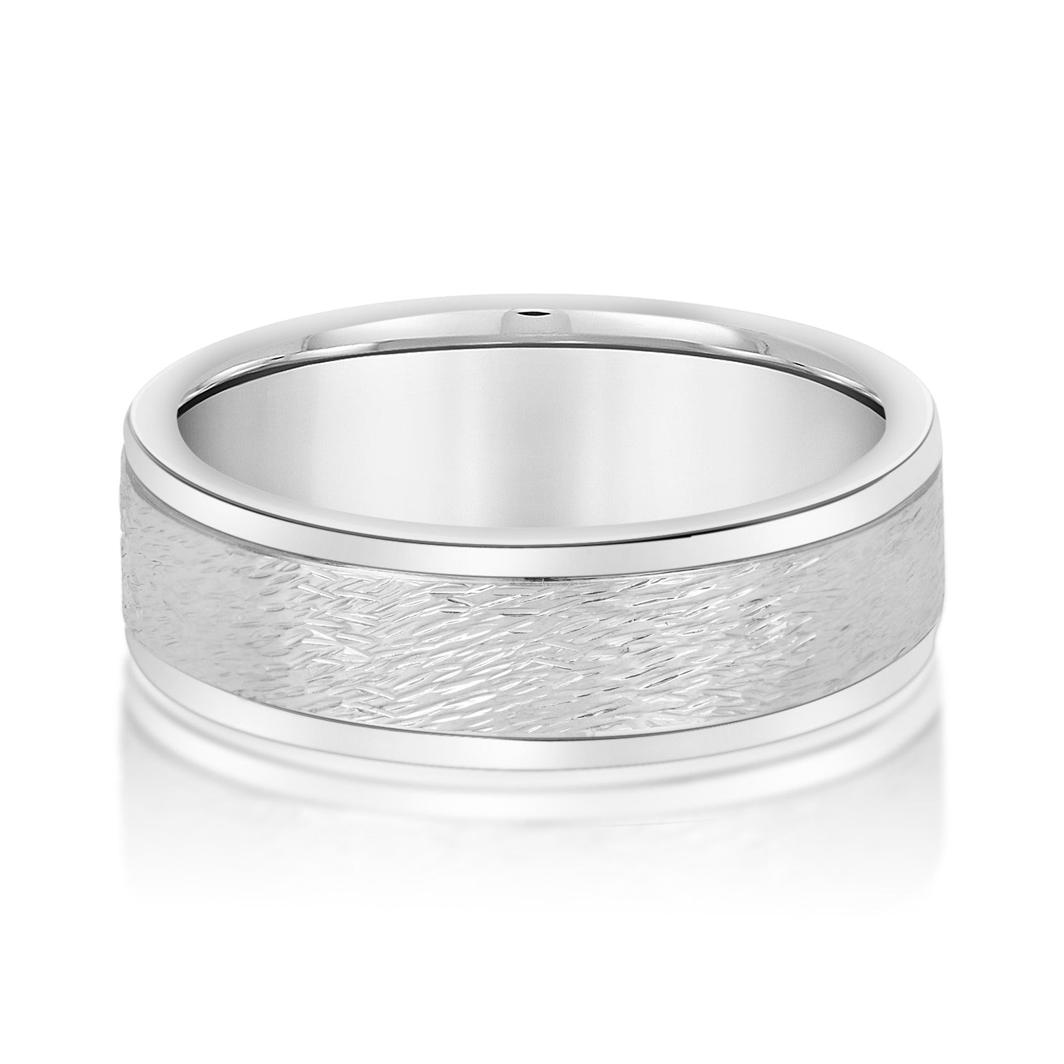 Men's Coarse Matte Brushed Finish Modern Wedding Band-VIRABYANI