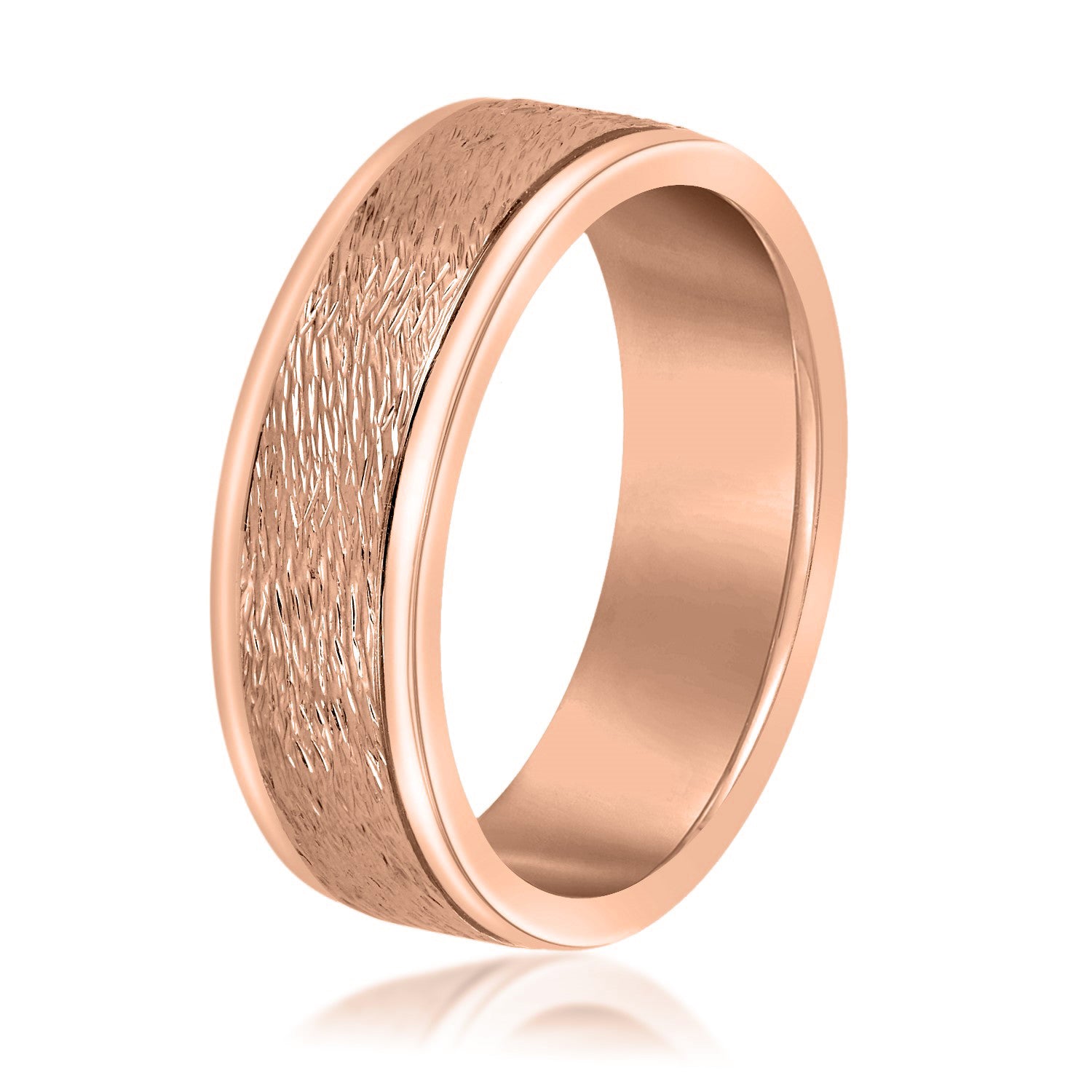 Men's Coarse Matte Brushed Finish Modern Wedding Band-VIRABYANI