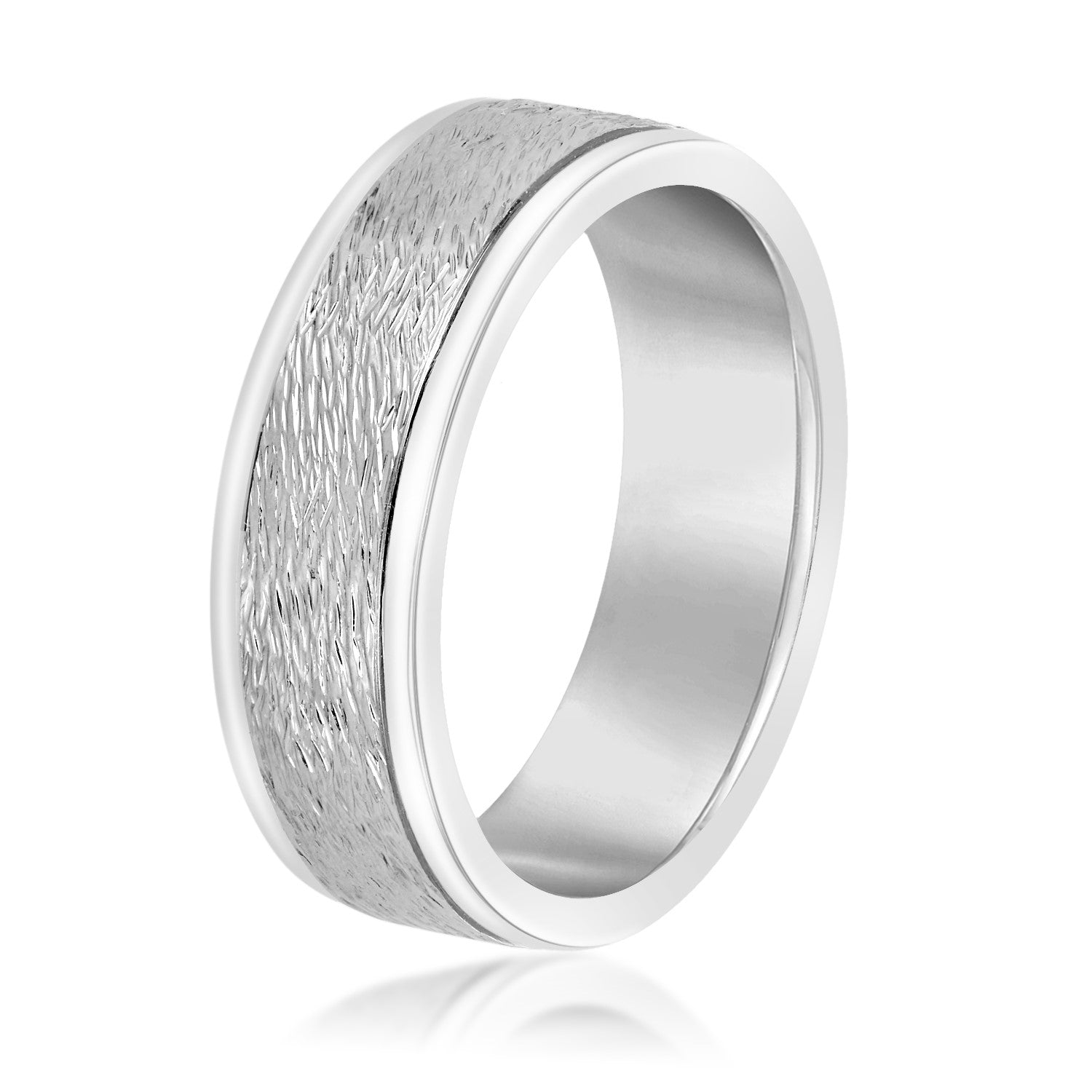 Men's Coarse Matte Brushed Finish Modern Wedding Band-VIRABYANI