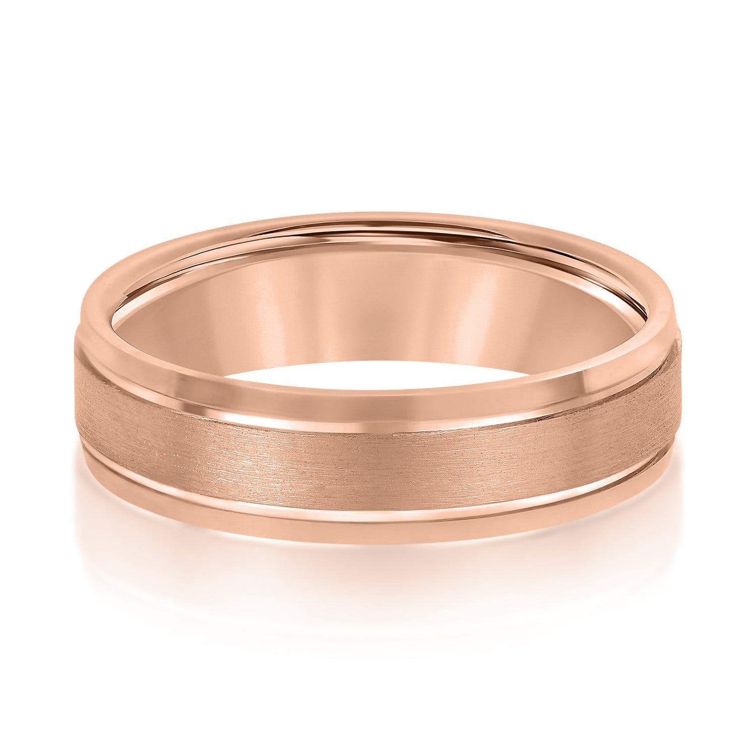 Men's Comfort Fit Brushed Finish Beveled Edge Wedding Band-VIRABYANI