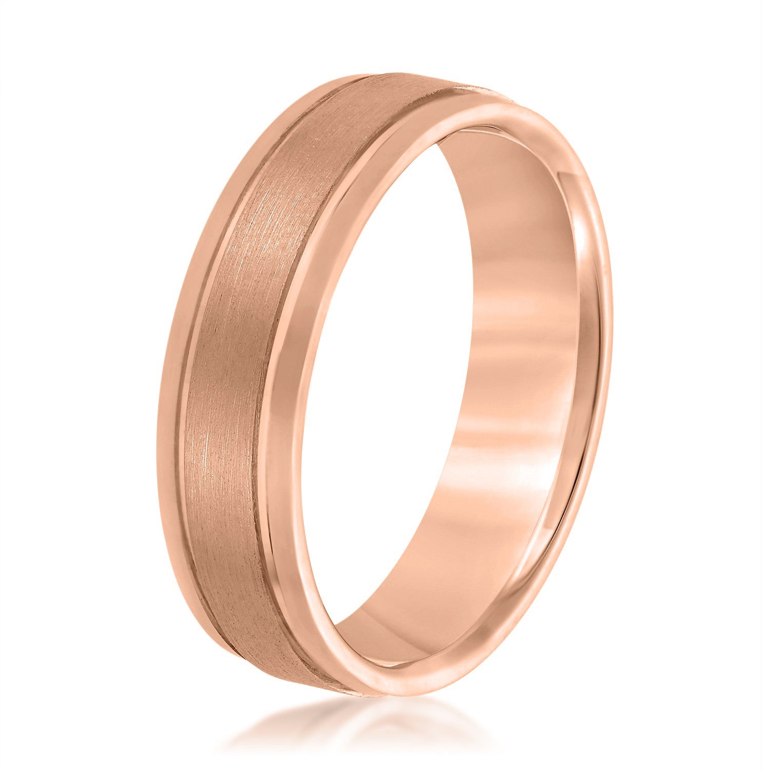 Men's Comfort Fit Brushed Finish Beveled Edge Wedding Band-VIRABYANI