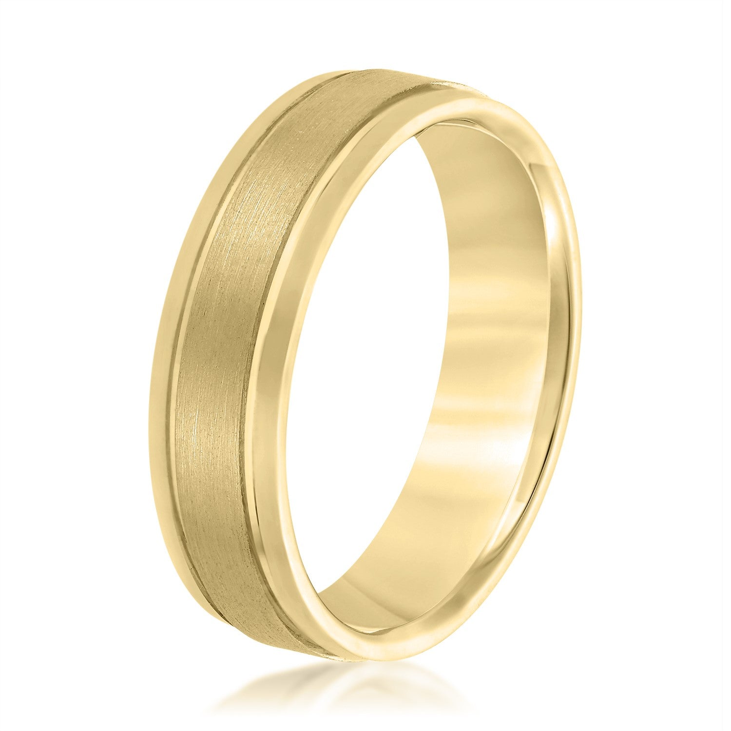 Men's Comfort Fit Brushed Finish Beveled Edge Wedding Band-VIRABYANI