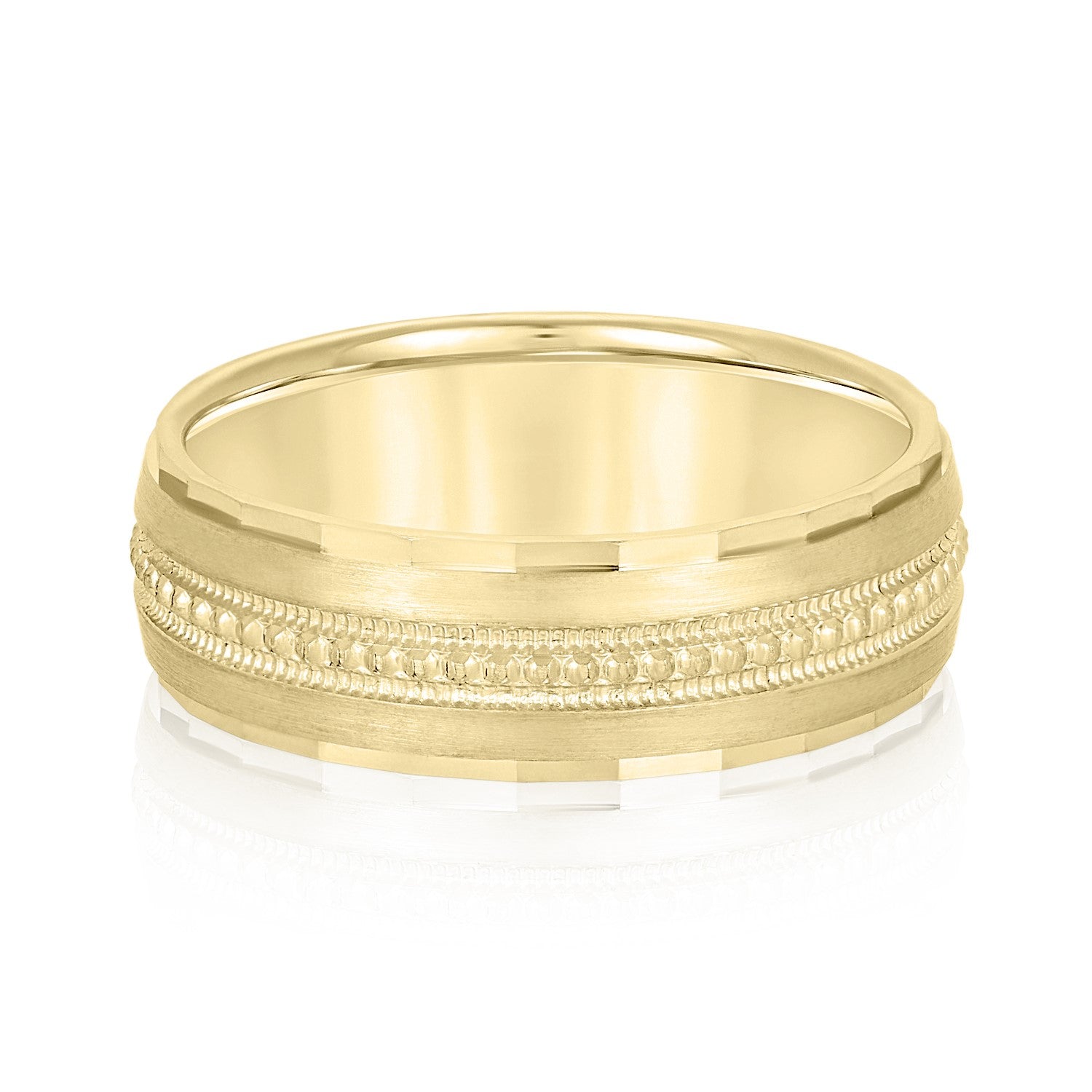 Men's Fancy Milgrain Wedding Band-VIRABYANI
