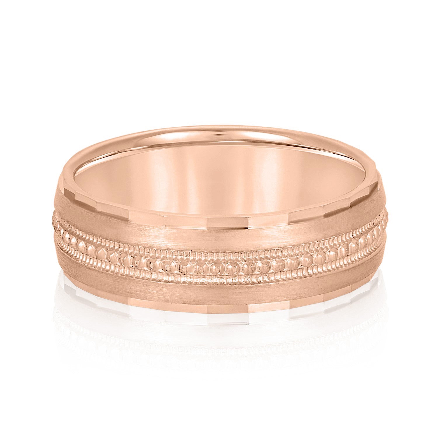 Men's Fancy Milgrain Wedding Band-VIRABYANI
