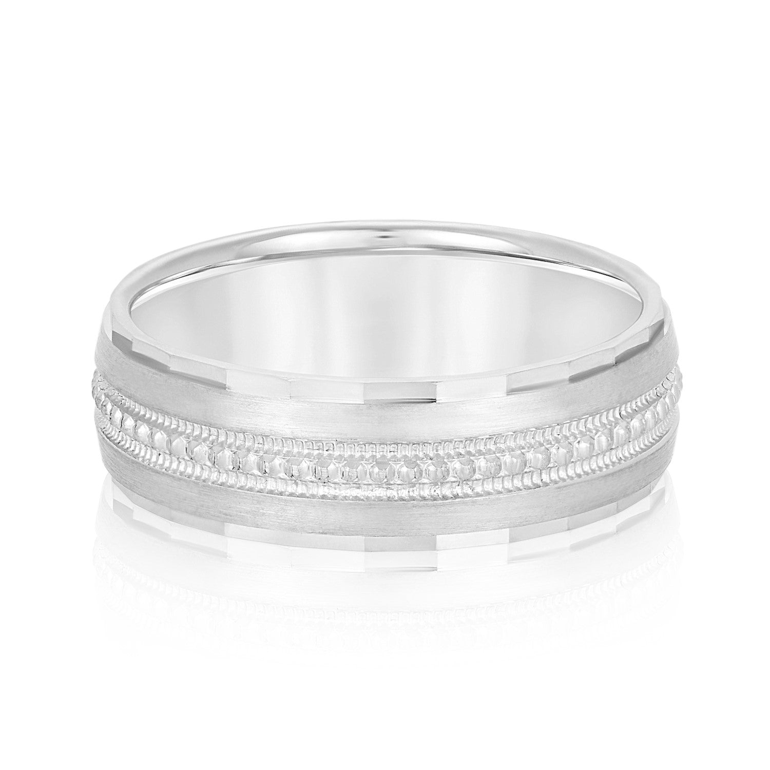 Men's Fancy Milgrain Wedding Band-VIRABYANI