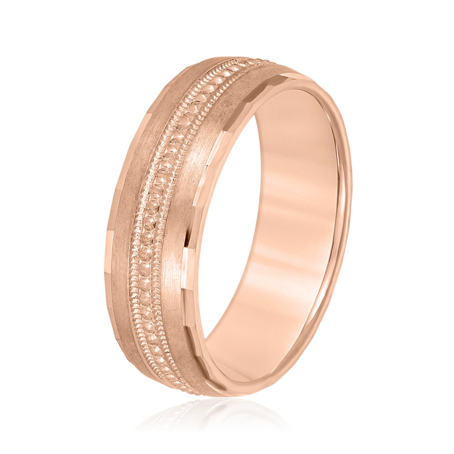 Men's Fancy Milgrain Wedding Band-VIRABYANI