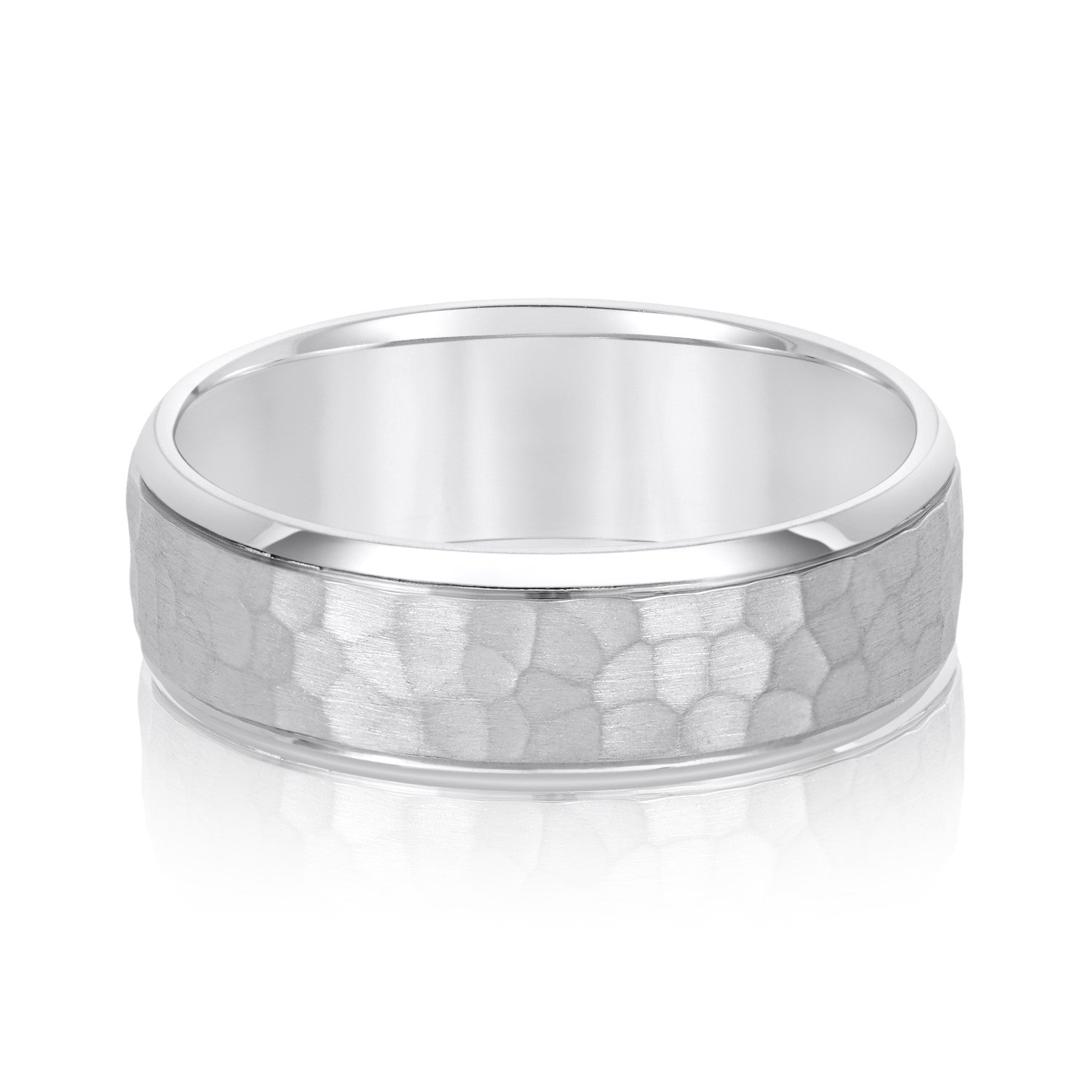 Men’s Bevered Comfort Fit Hammered Band-VIRABYANI
