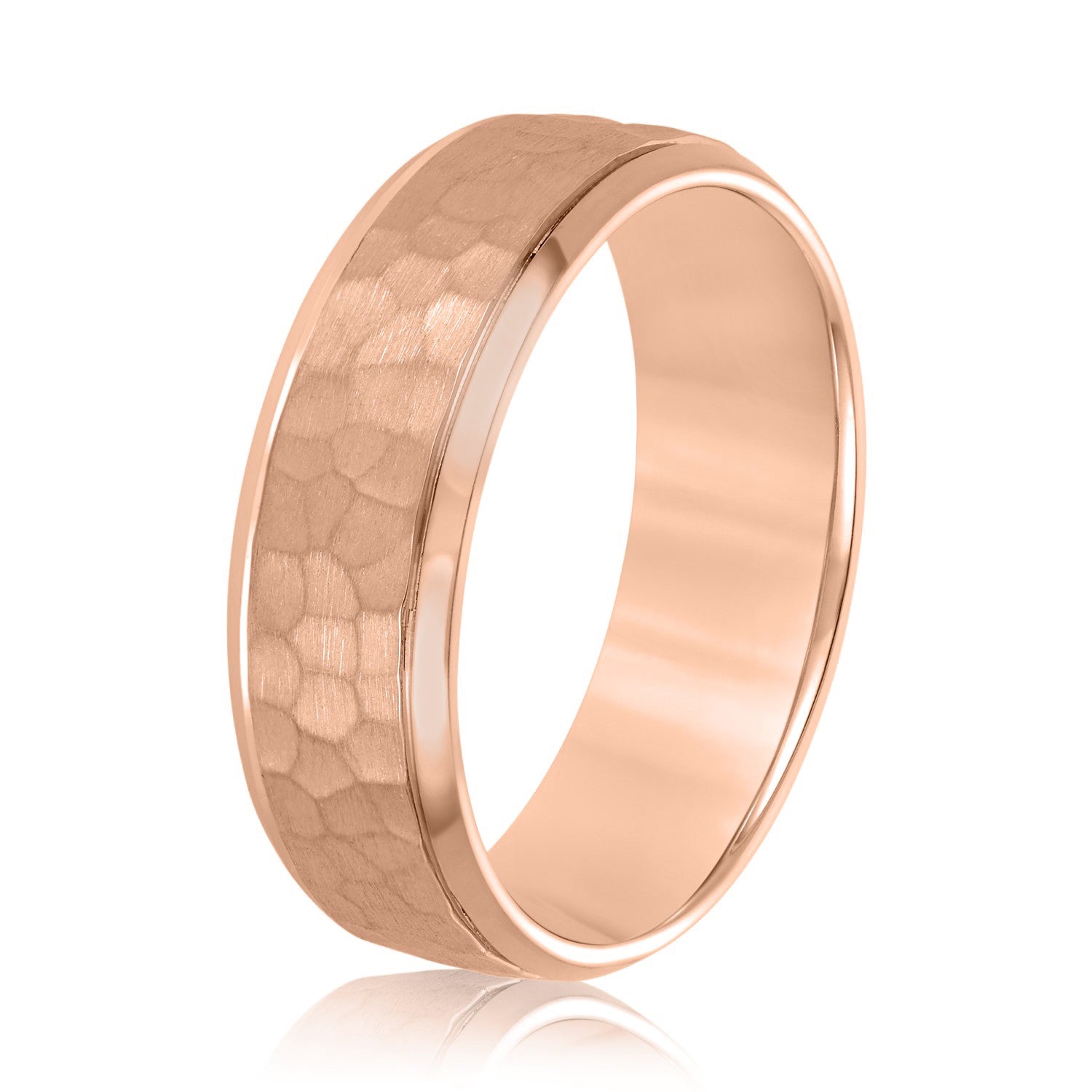 Men’s Bevered Comfort Fit Hammered Band-VIRABYANI