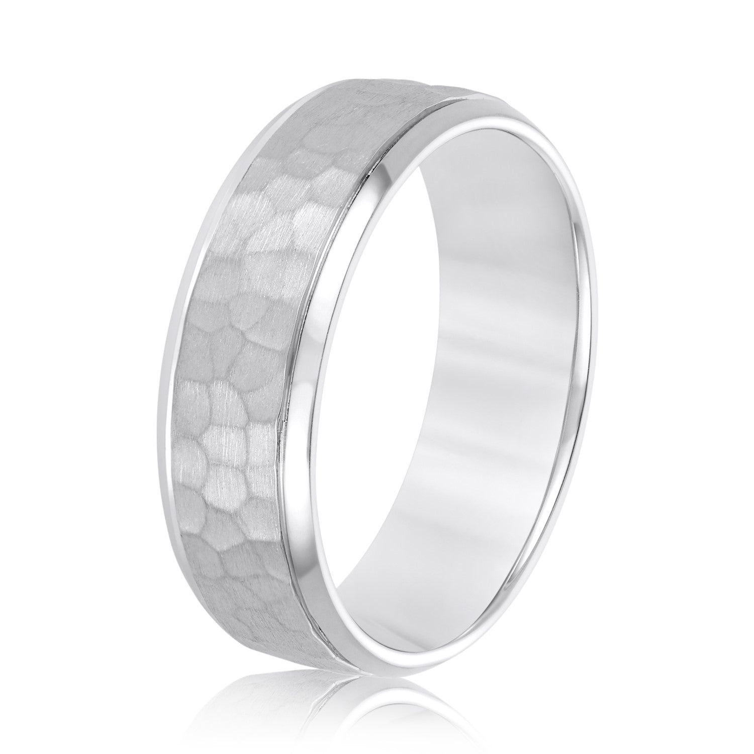 Men’s Bevered Comfort Fit Hammered Band-VIRABYANI