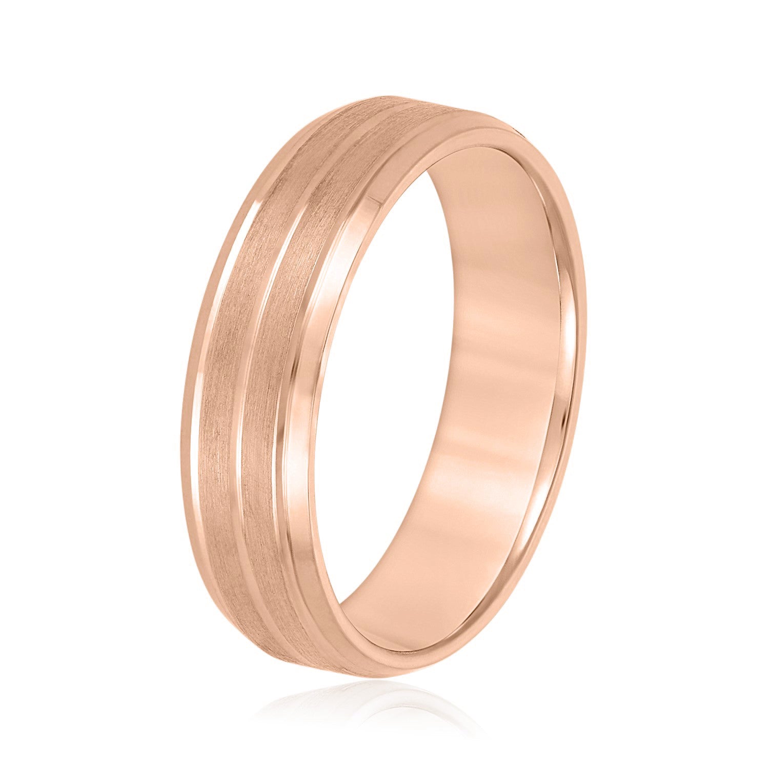 Sand Blast Men's Wedding Band with a Single Center Strip-VIRABYANI