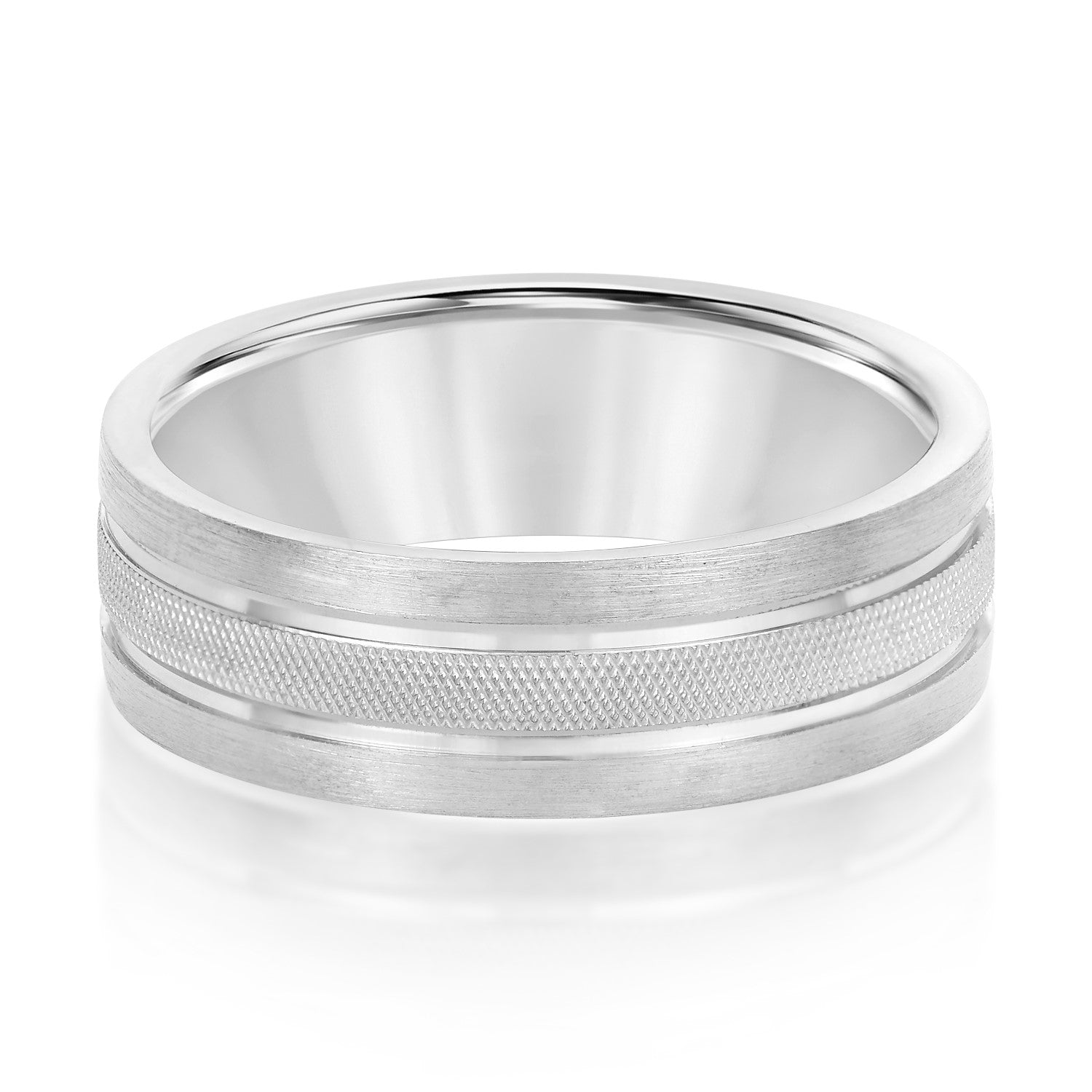 Double Row Comfort Fit Men's Wedding Band-VIRABYANI
