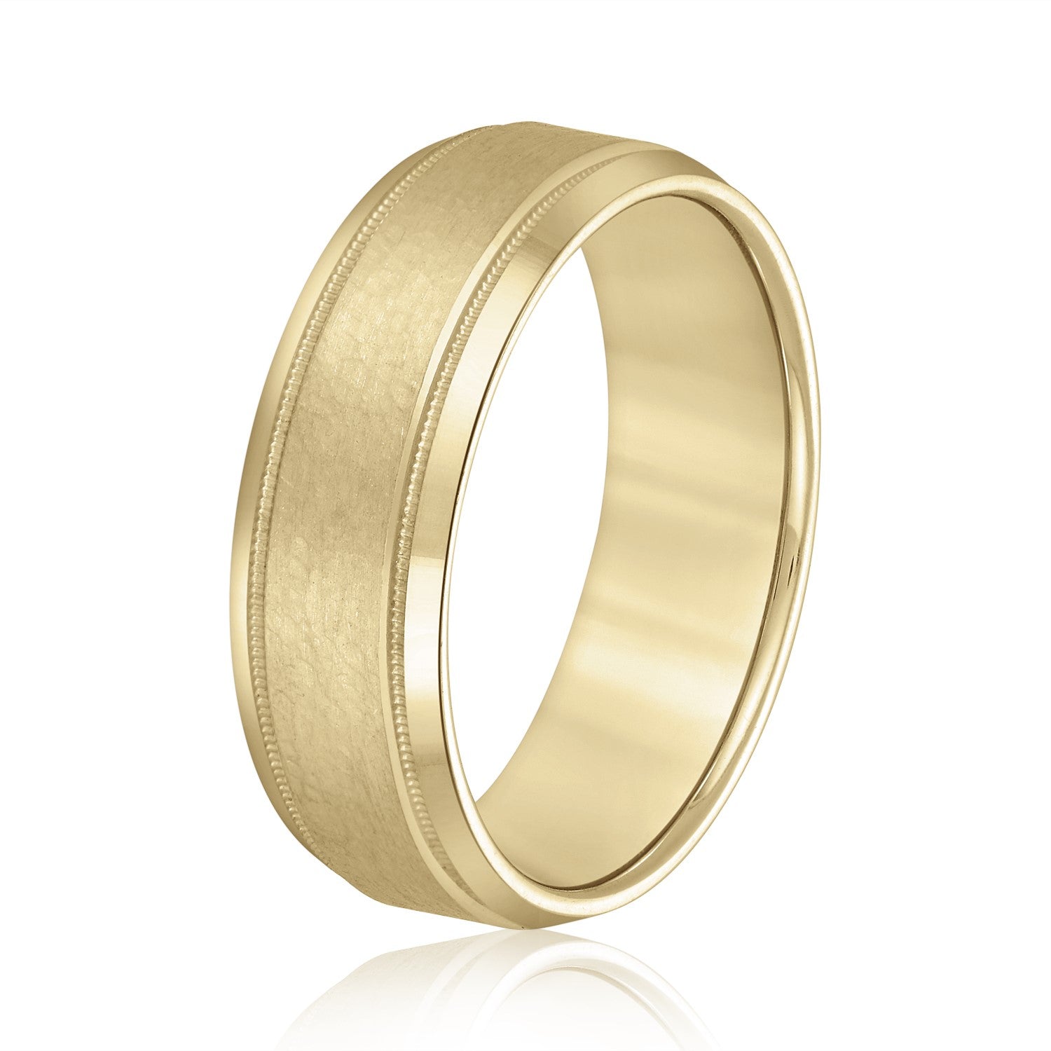 Light Hammer Finished Beveled Edge Men's Wedding Band-VIRABYANI