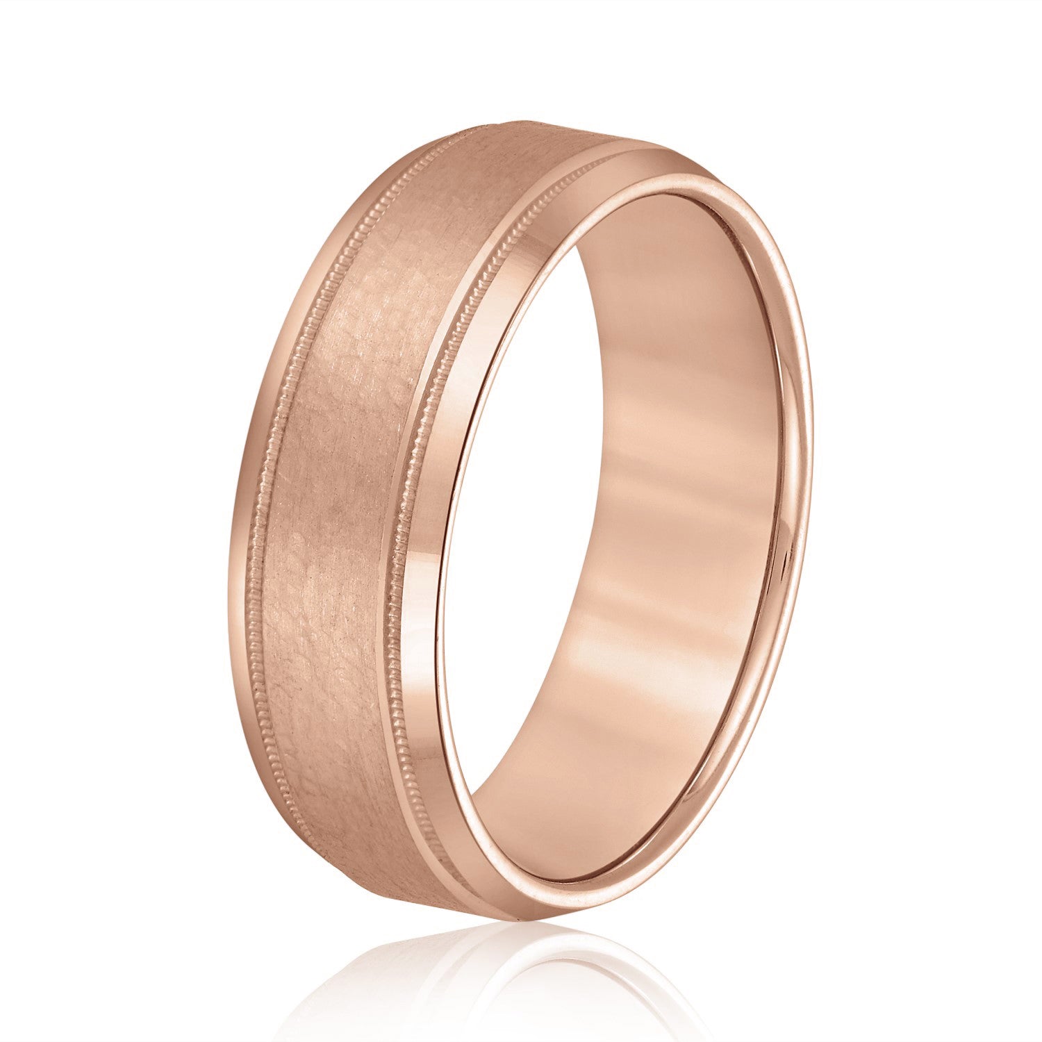 Light Hammer Finished Beveled Edge Men's Wedding Band-VIRABYANI