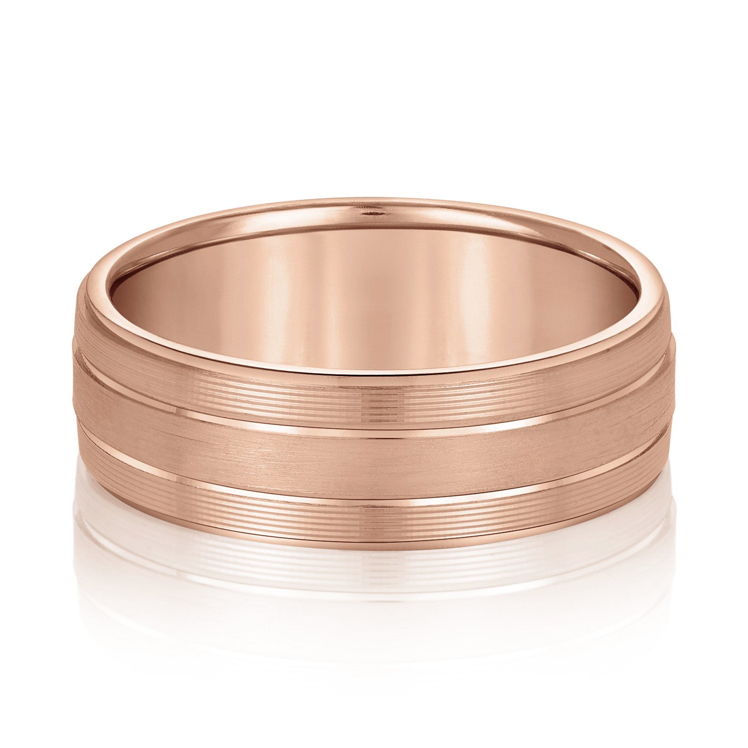 Men's Classic Ridged Edge Wedding Band-VIRABYANI