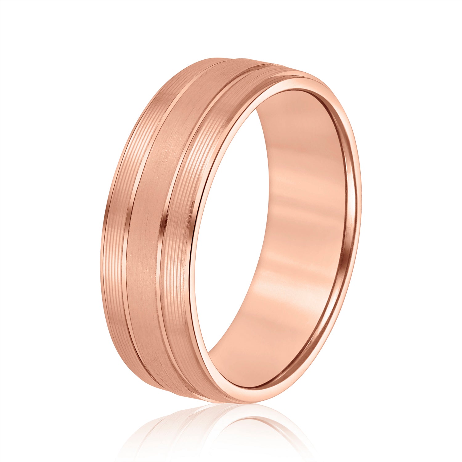 Men's Classic Ridged Edge Wedding Band-VIRABYANI