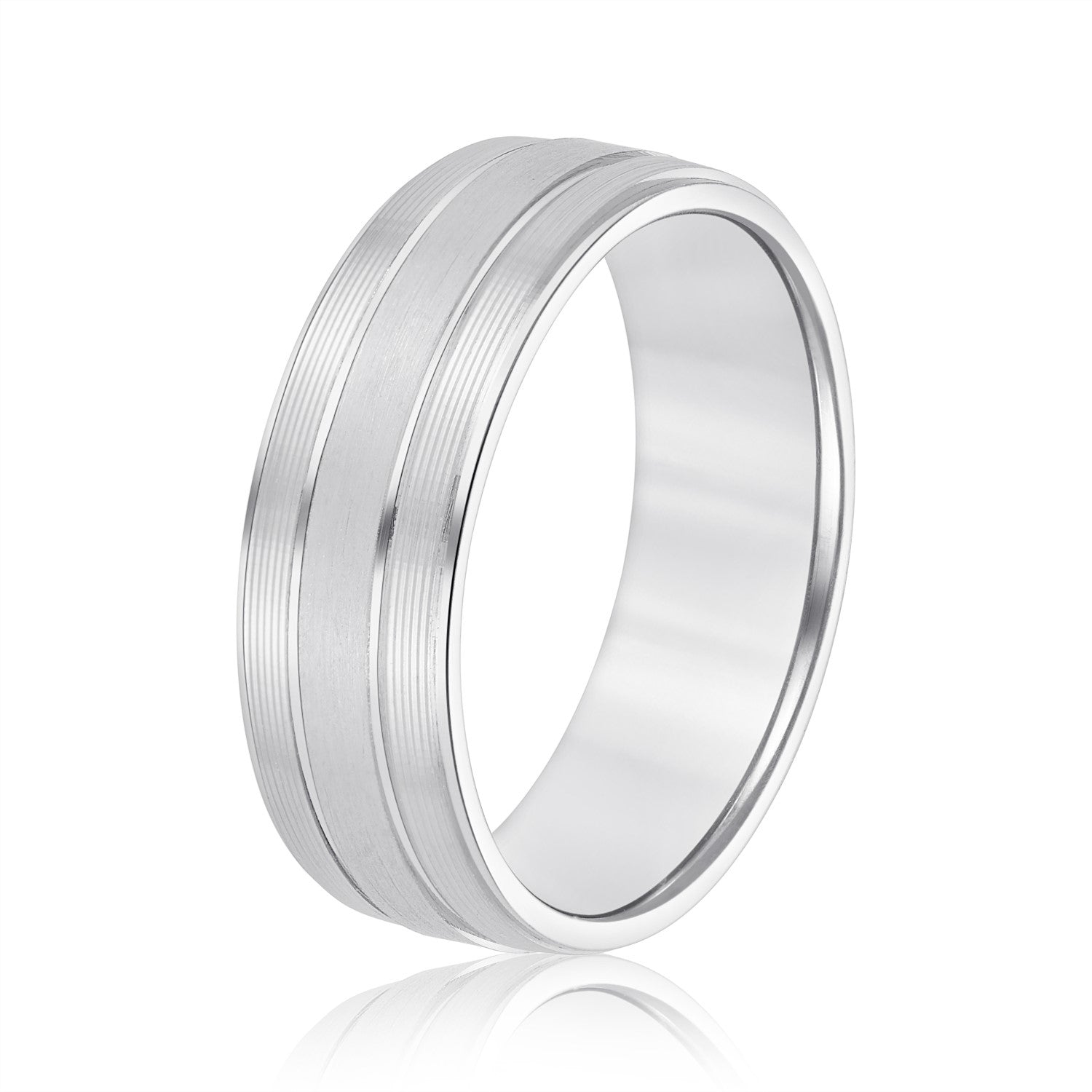 Men's Classic Ridged Edge Wedding Band-VIRABYANI
