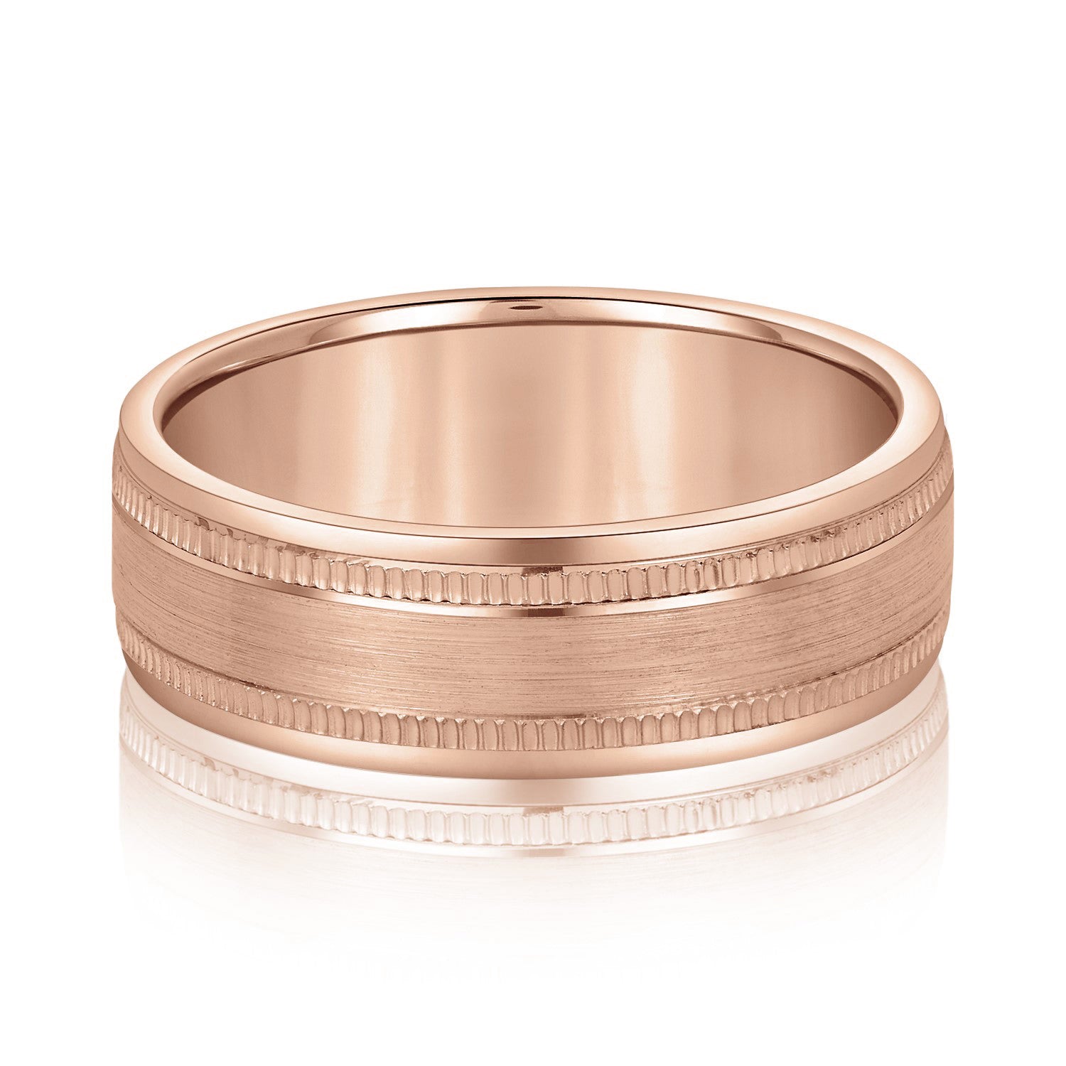 Men's Center Brushed Double Grooved Wedding Band