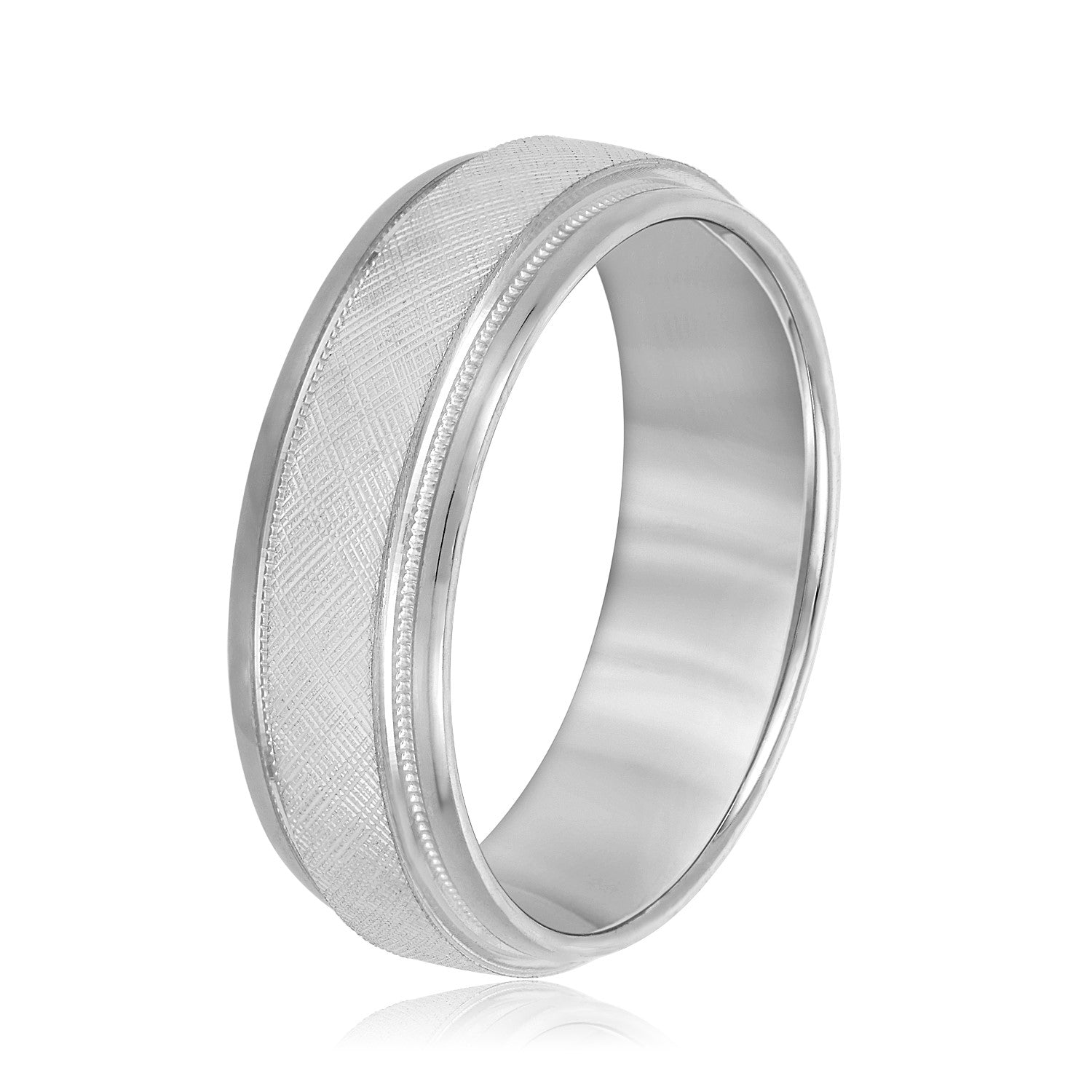 Men's Band With Florentine Finish And Milgrain Accents-VIRABYANI