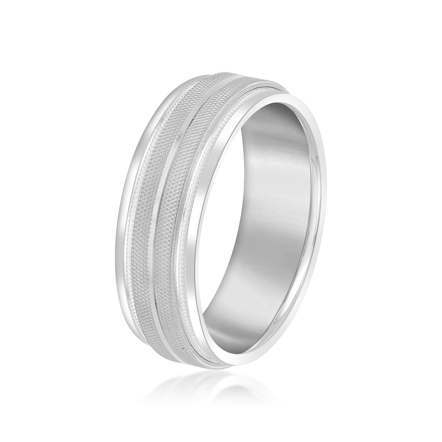 Men's High Beveled Center And Florentine Finish Band-VIRABYANI