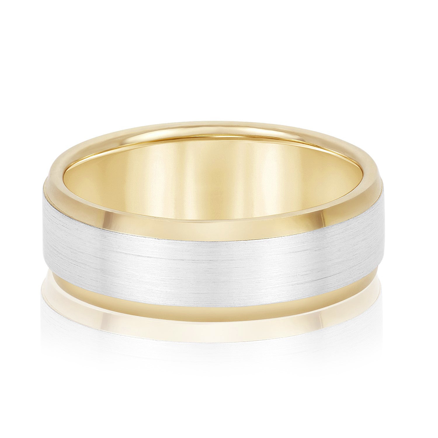 Men's Comfort Fit Brushed Bevel Edge Classic Band-VIRABYANI