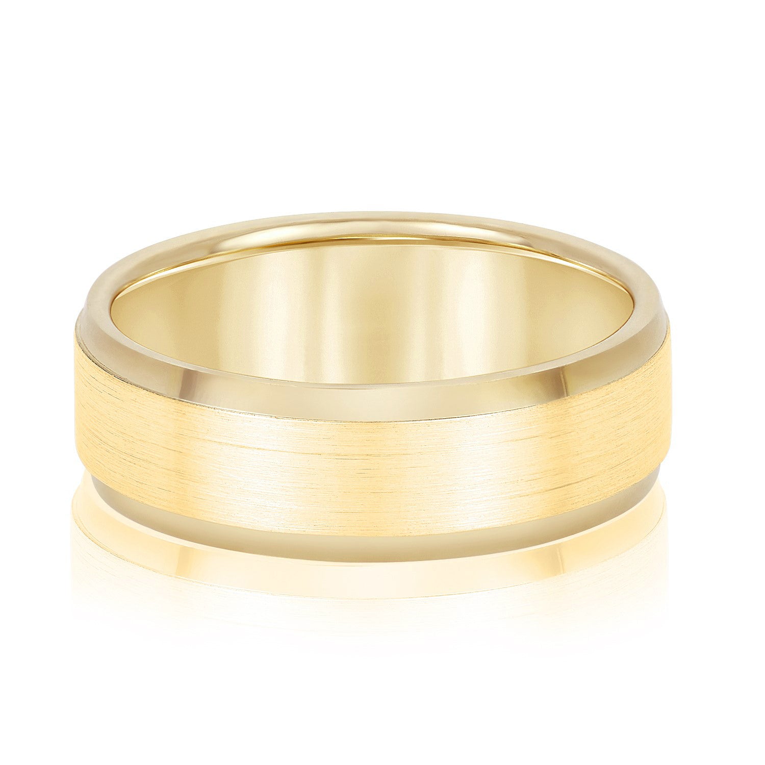 Men's Comfort Fit Brushed Bevel Edge Classic Band-VIRABYANI