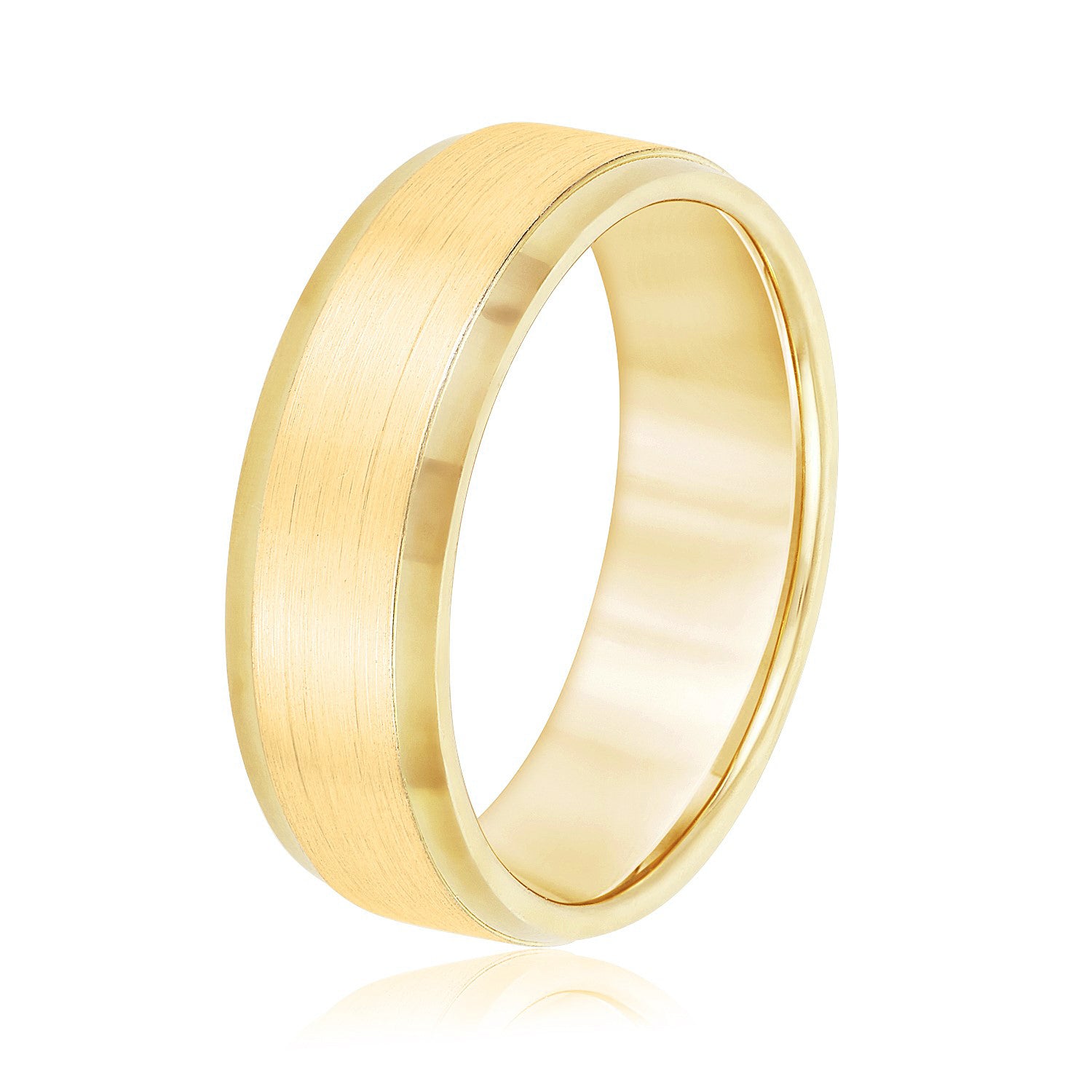 Men's Comfort Fit Brushed Bevel Edge Classic Band-VIRABYANI