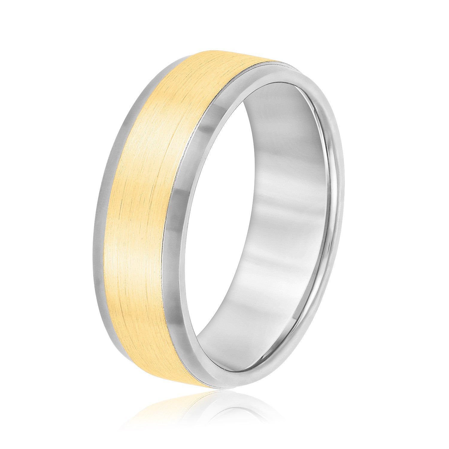 Men's Comfort Fit Brushed Bevel Edge Classic Band-VIRABYANI