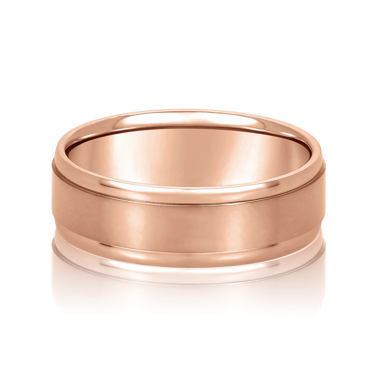 Men's Flat Wedding Band with Step Edge-VIRABYANI