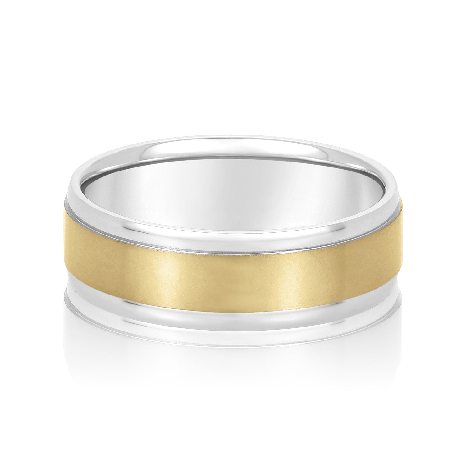 Men's Flat Wedding Band with Step Edge-VIRABYANI