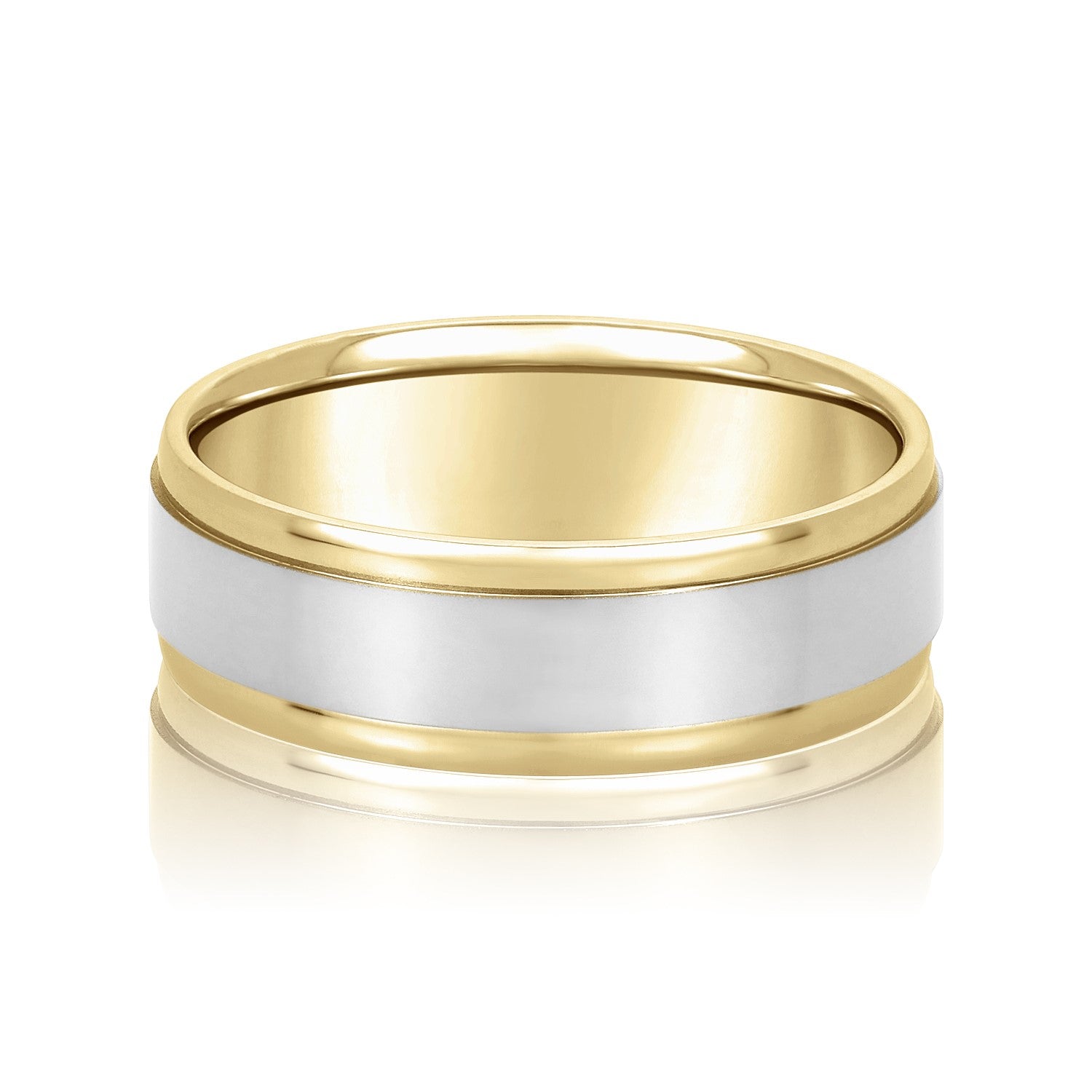 Men's Flat Wedding Band with Step Edge-VIRABYANI