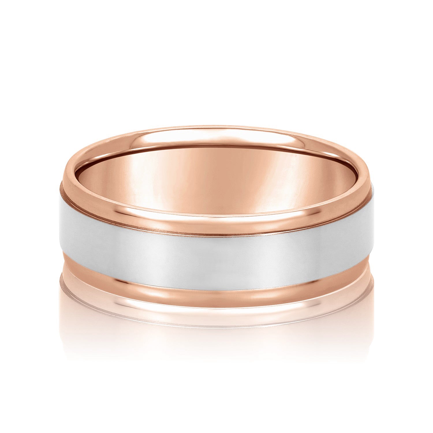 Men's Flat Wedding Band with Step Edge-VIRABYANI