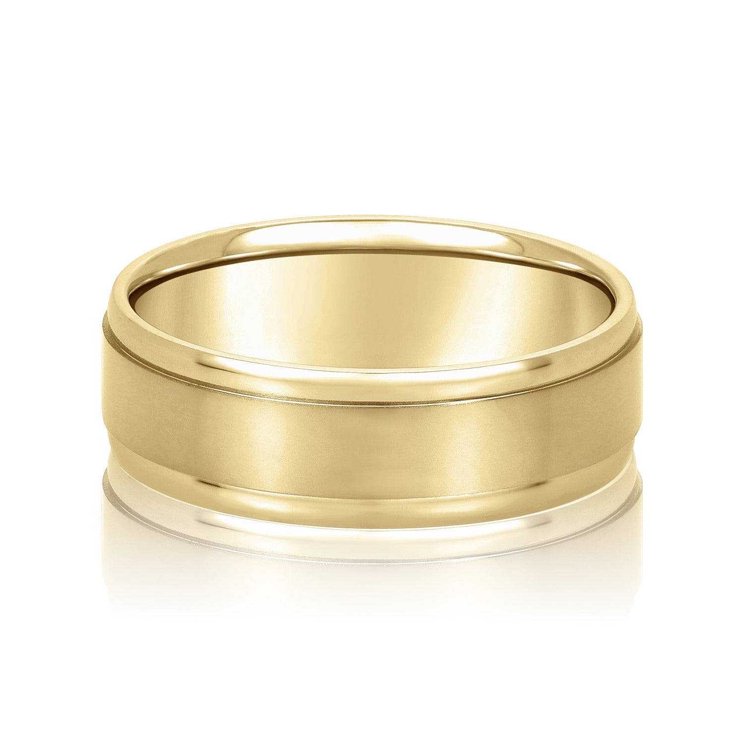 Men's Flat Wedding Band with Step Edge-VIRABYANI