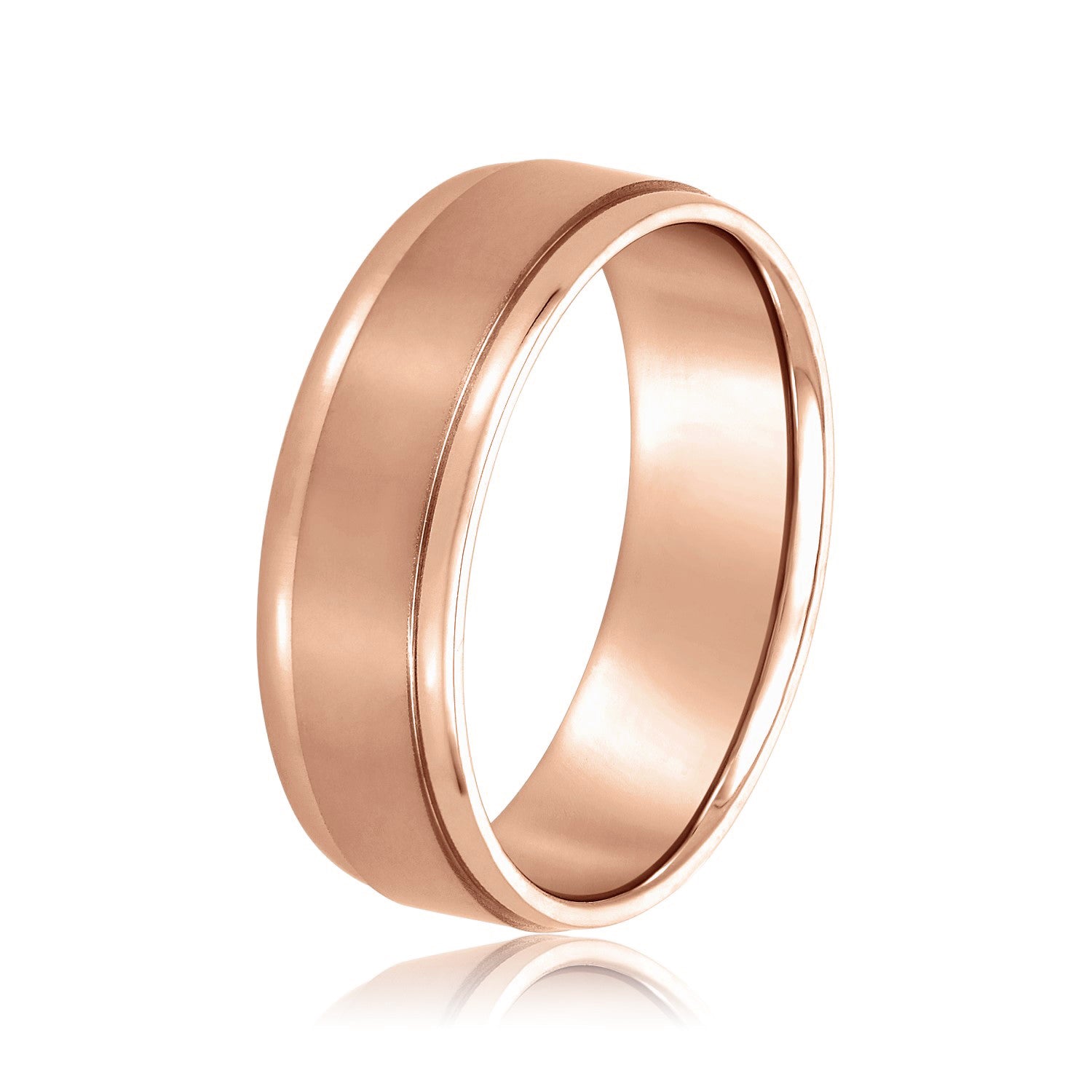 Men's Flat Wedding Band with Step Edge-VIRABYANI