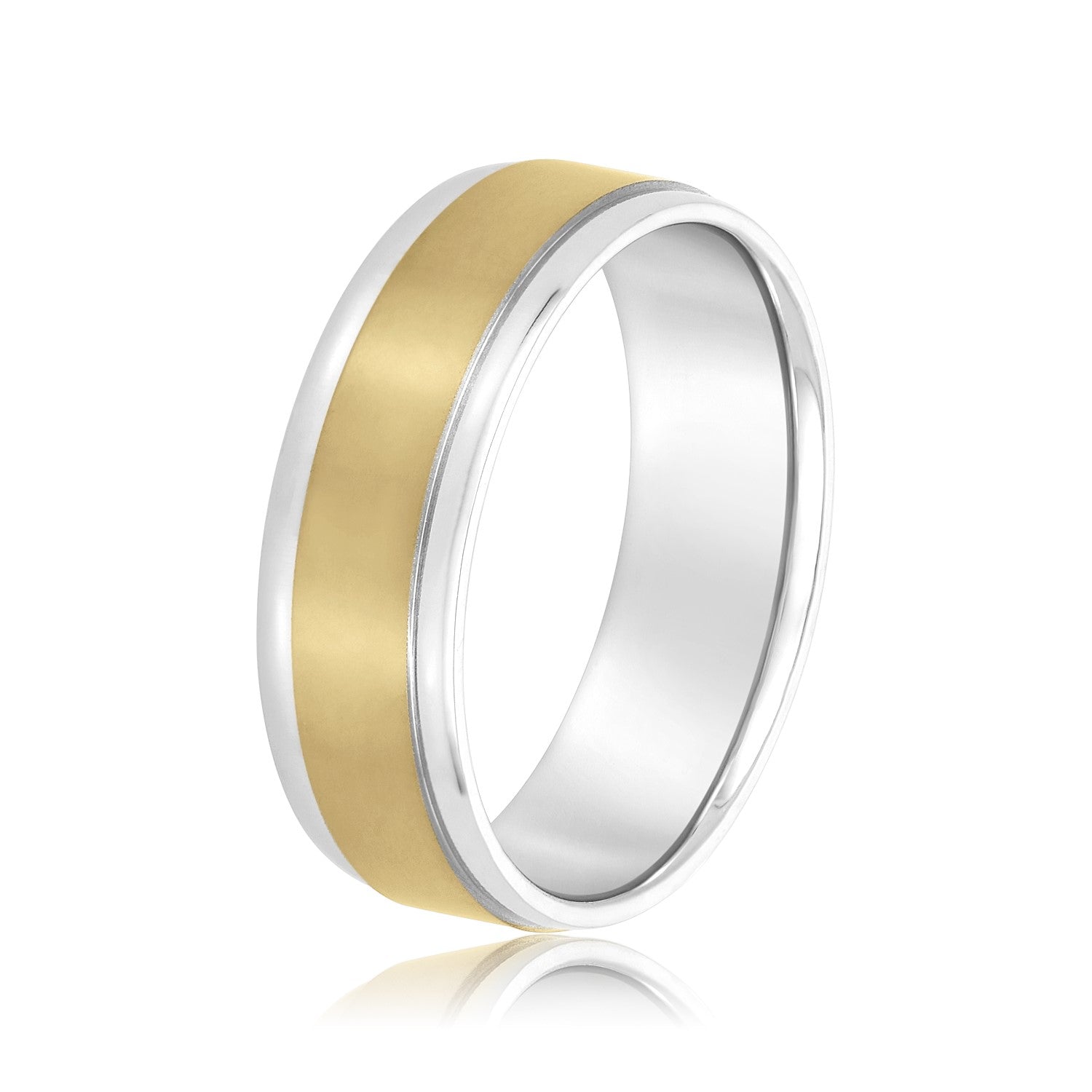 Men's Flat Wedding Band with Step Edge-VIRABYANI