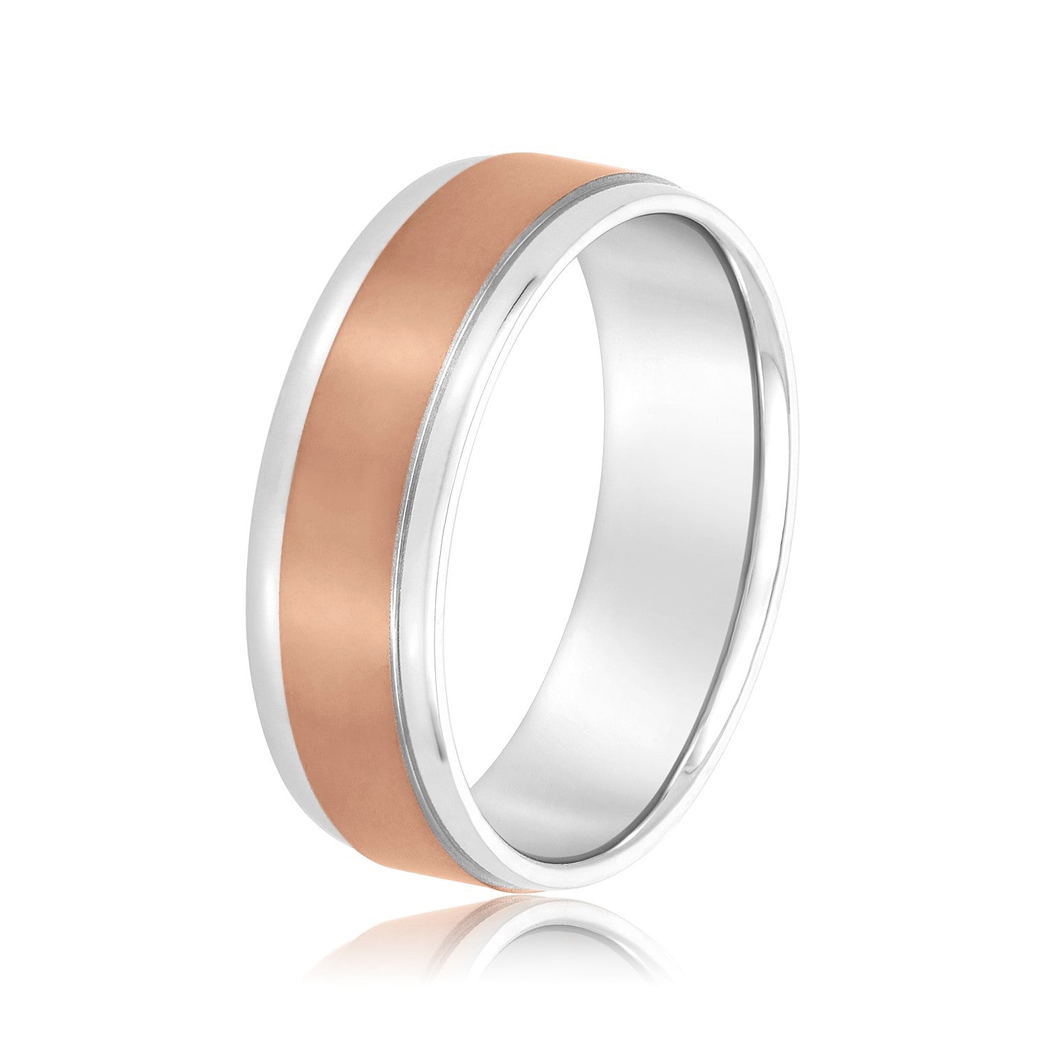 Men's Flat Wedding Band with Step Edge-VIRABYANI