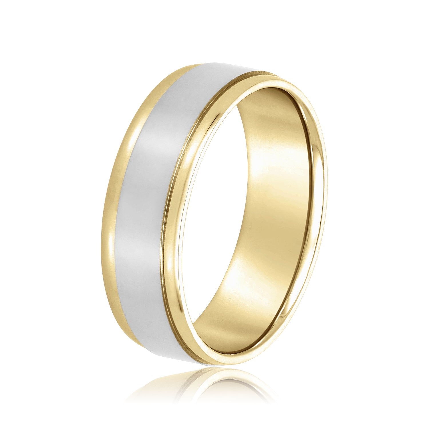 Men's Flat Wedding Band with Step Edge-VIRABYANI