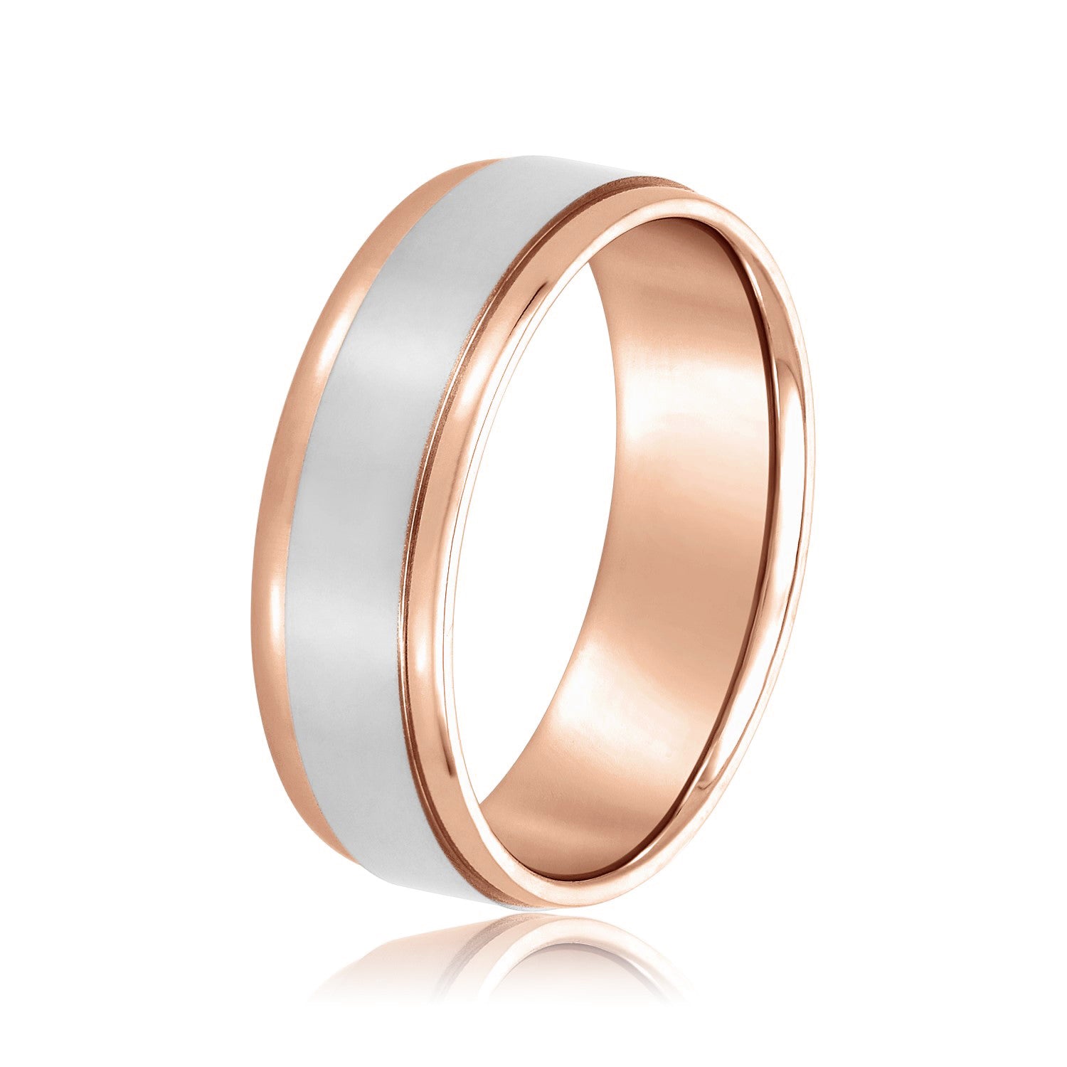 Men's Flat Wedding Band with Step Edge-VIRABYANI