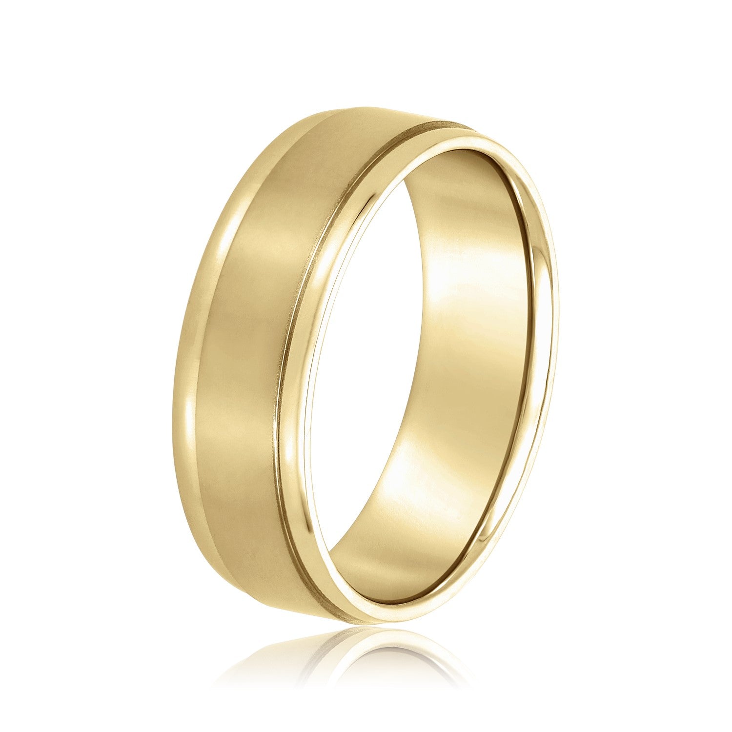 Men's Flat Wedding Band with Step Edge-VIRABYANI