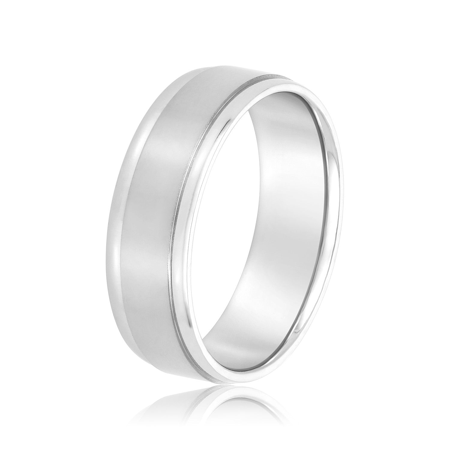 Men's Flat Wedding Band with Step Edge-VIRABYANI