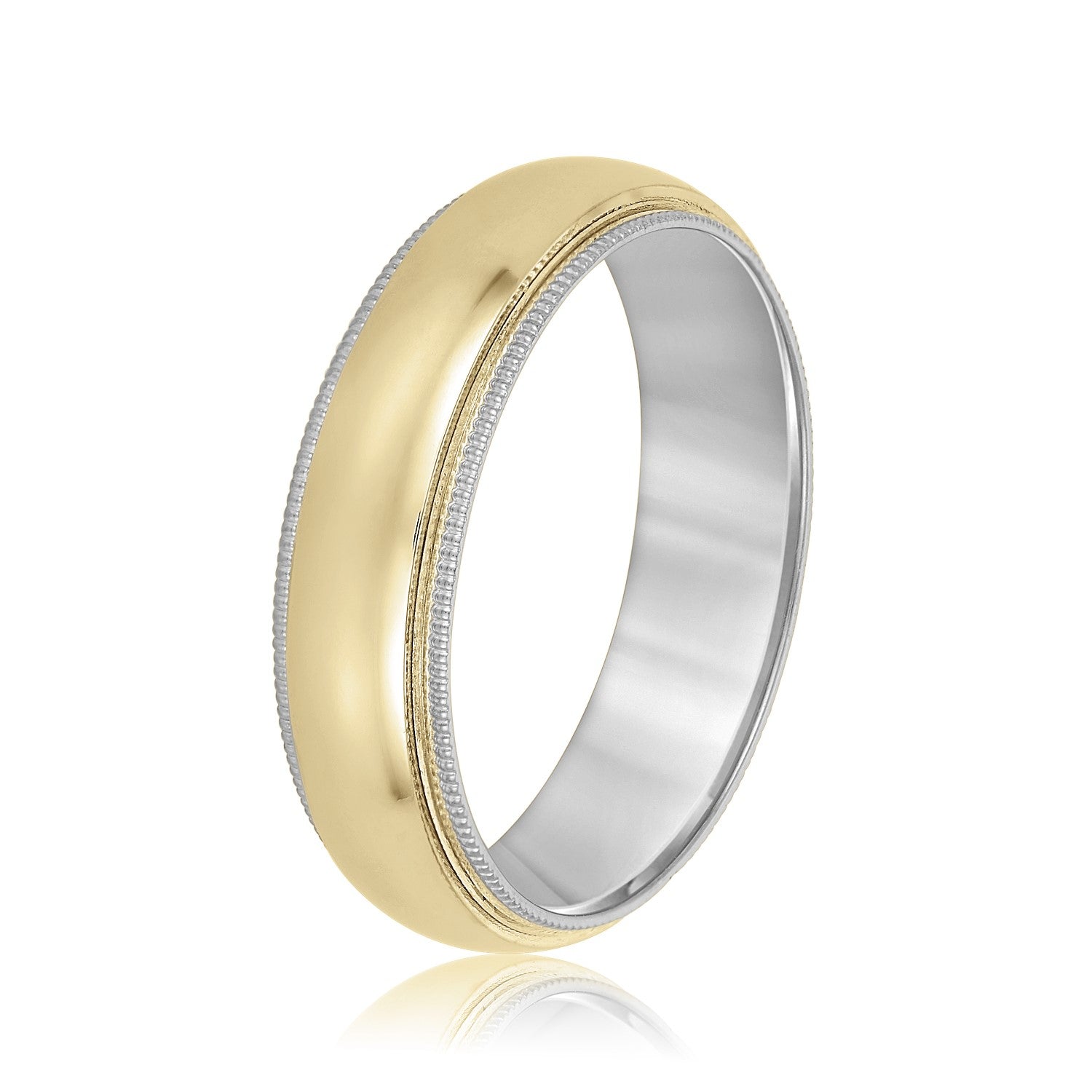 Domed Milgrain Classic Men's Wedding Band Comfort Fit-VIRABYANI