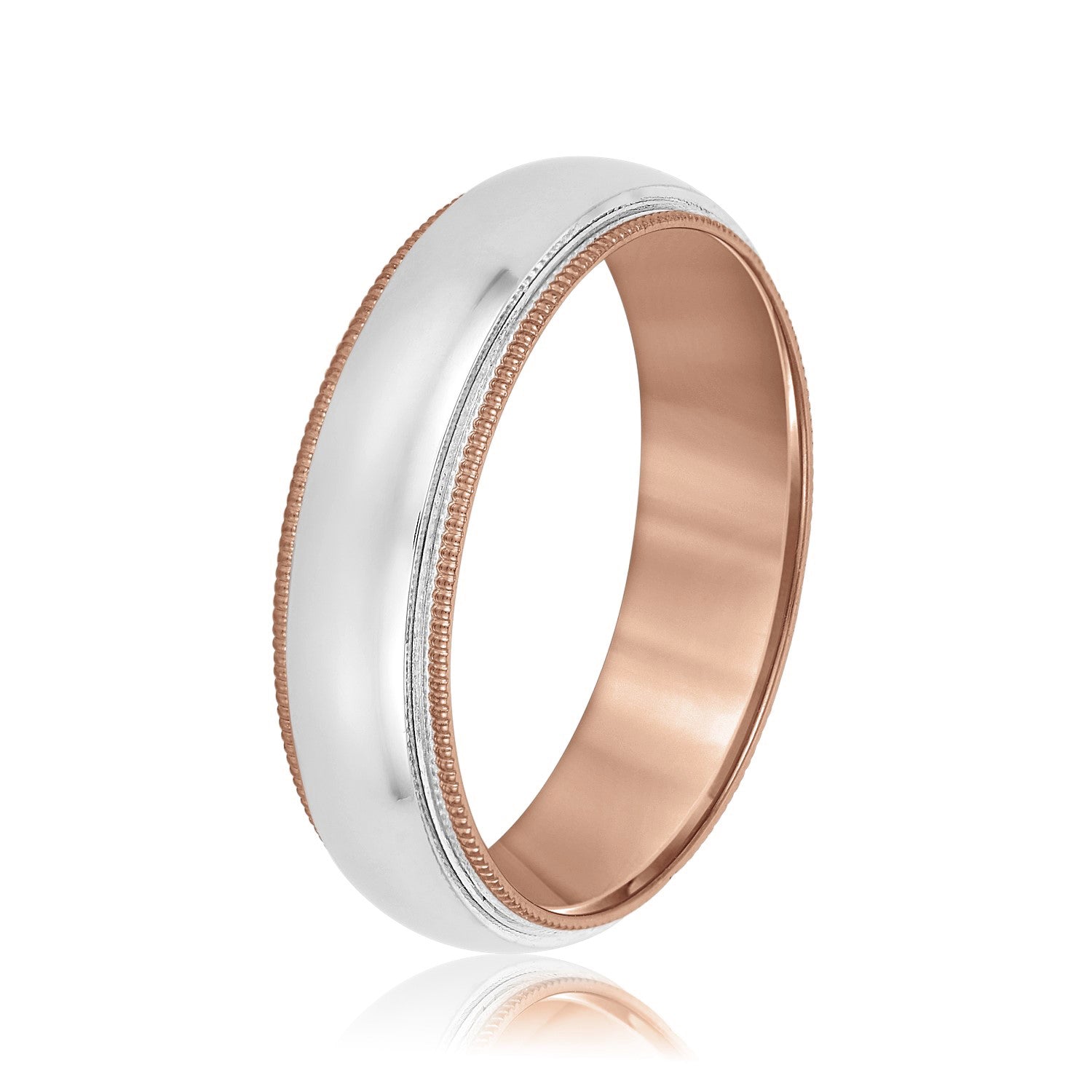 Domed Milgrain Classic Men's Wedding Band Comfort Fit-VIRABYANI